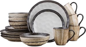 Stone lain Lucy Porcelain Dinnerware Set, 16-Piece Service for 4, Beige