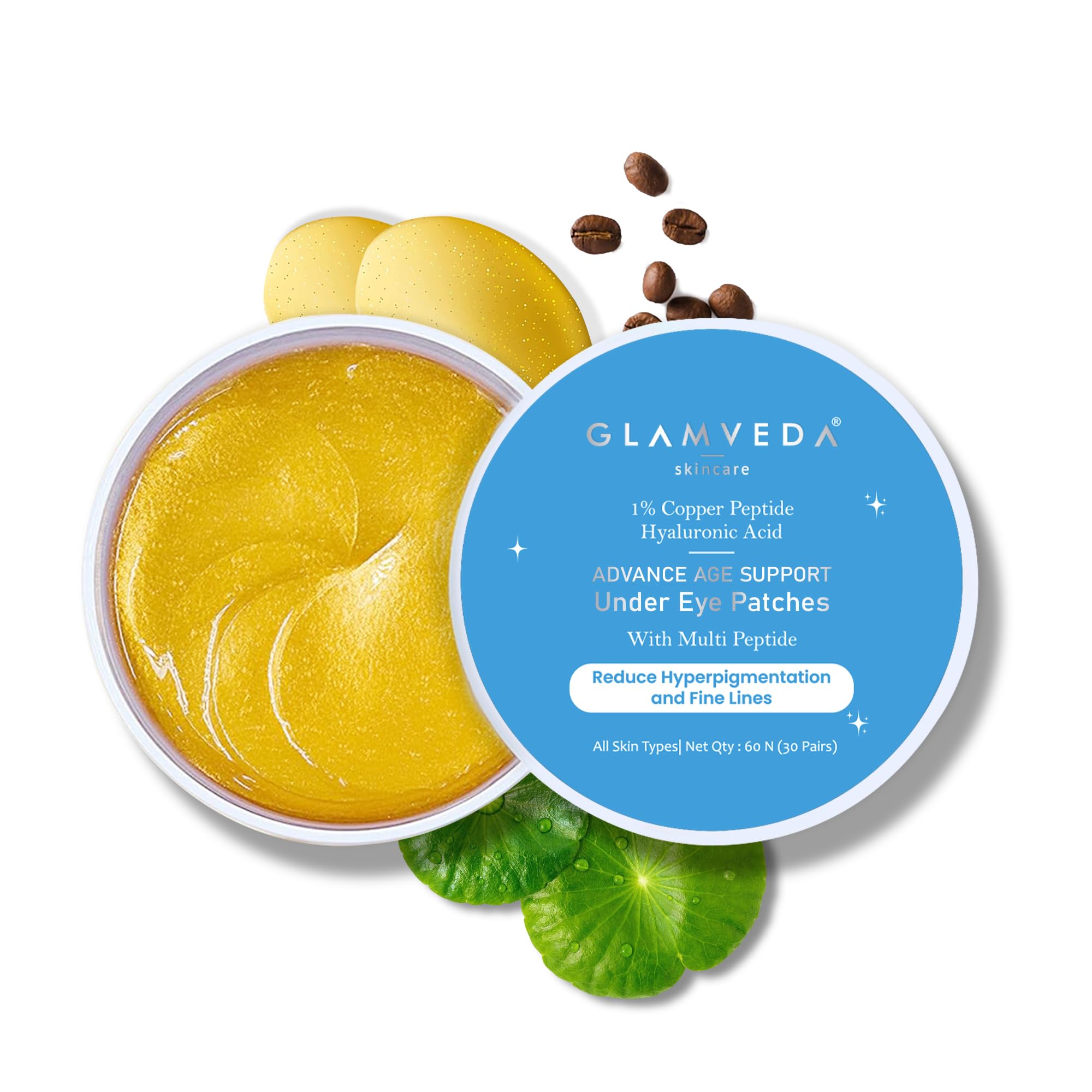 Glamveda Advanced Age Support Under Eye Patch | 1% Copper Peptide, Multi-Peptide & Hyaluronic Acid | Smooths Wrinkles, Reduces Puffiness, Fades Dark Circles & Firms | 30 Pairs-image-35