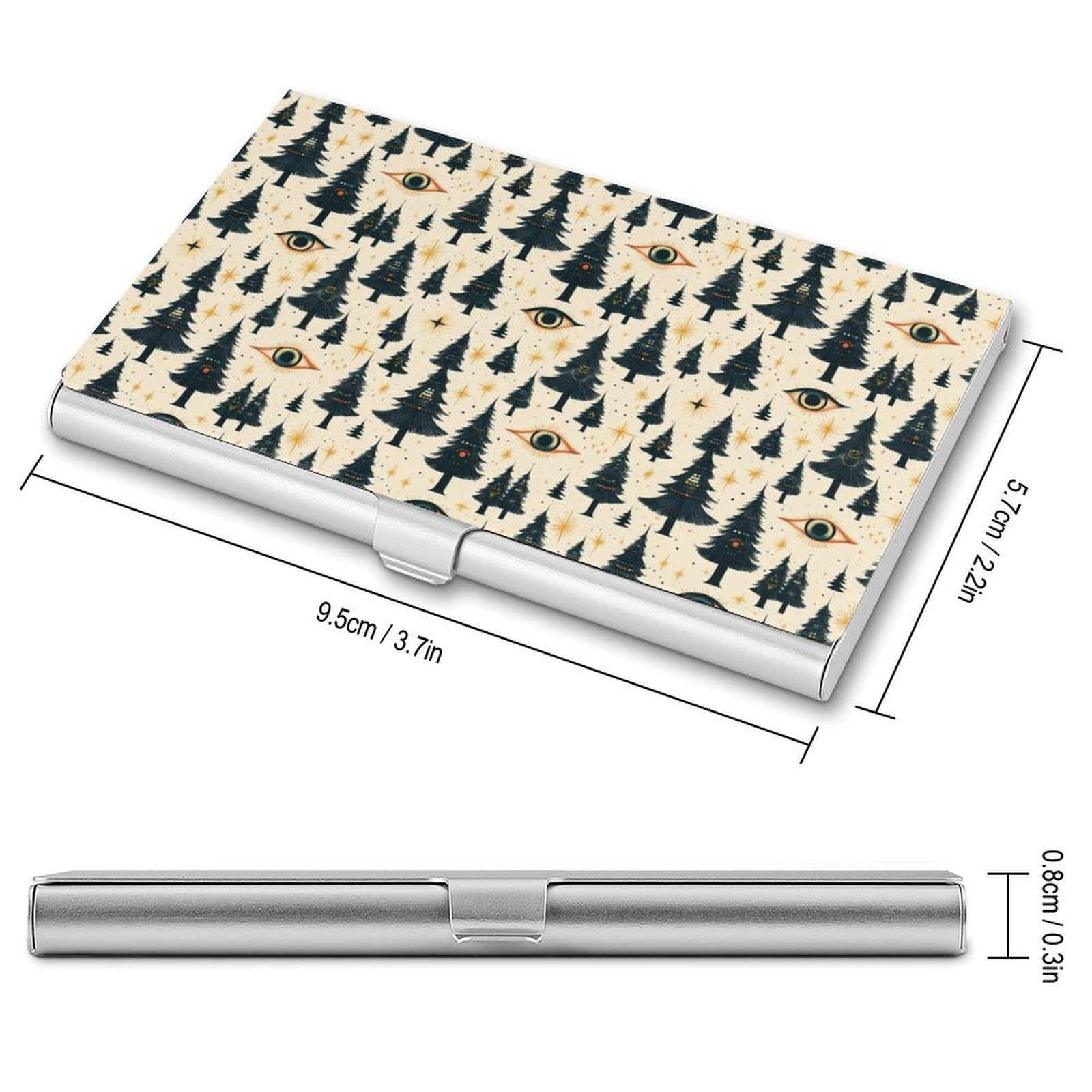 DULAHR Forest Evil Eye Business Card Holder Pocket Business Card Case Metal Case Name Card Holder Men Women