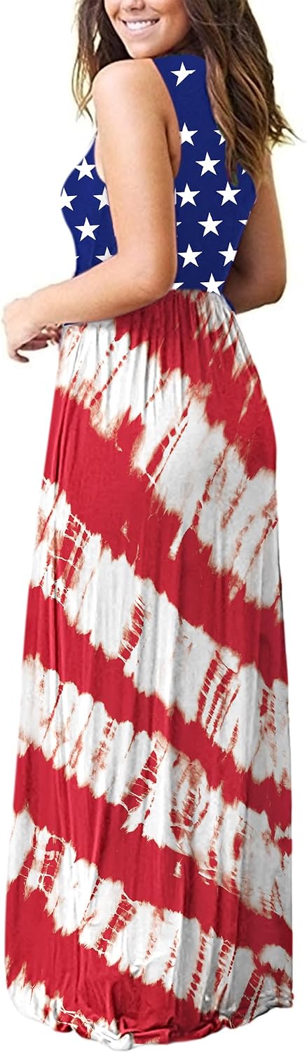 AUSELILY Women's Summer Sleeveless Loose Plain Casual Long Maxi Dresses image 3