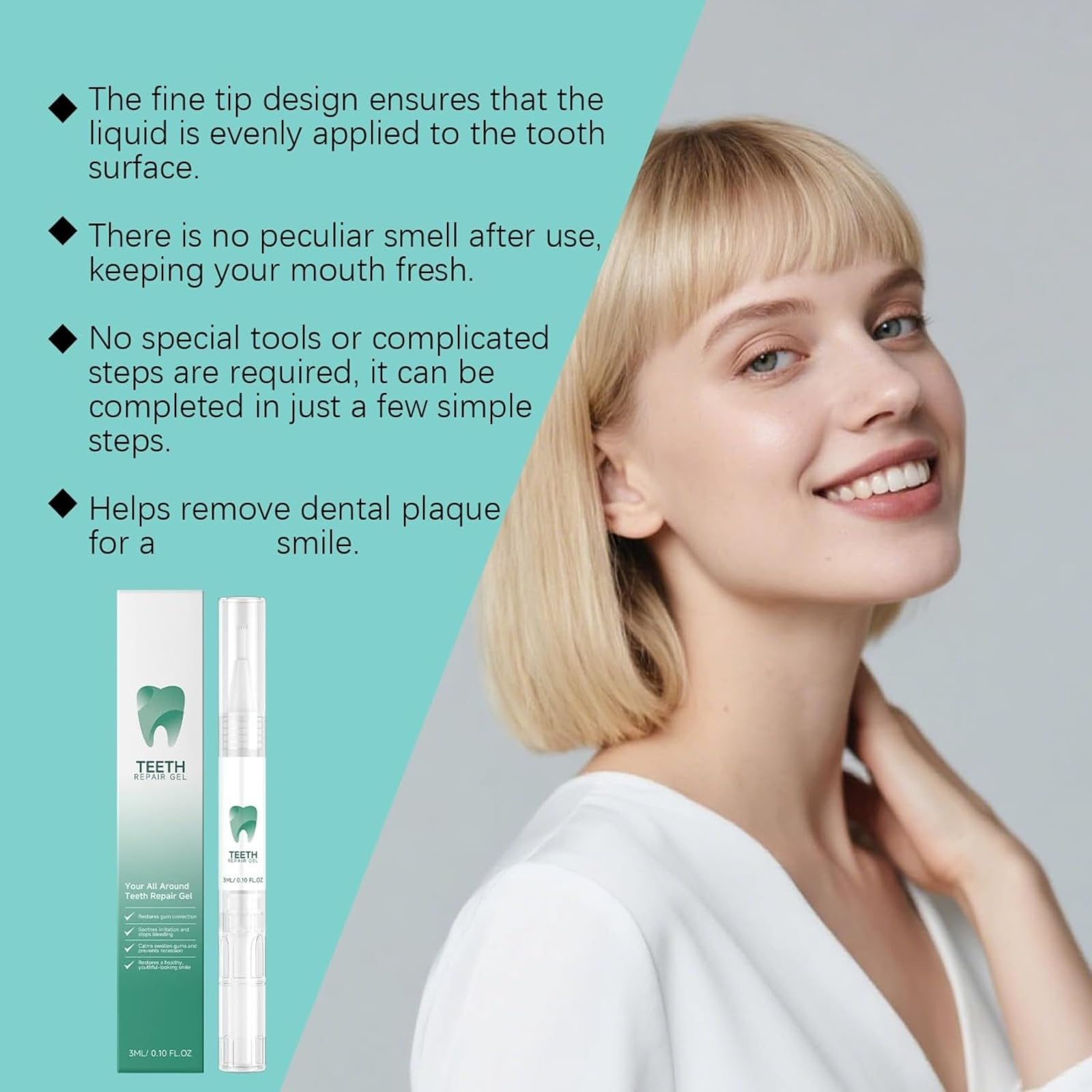 Gel de reparación de dientes, juego de reparación de encías, protector de encías al regresar las encías, lápiz esencial para blanquear los dientes, quitamanchas, limpieza bucal, protección de encías