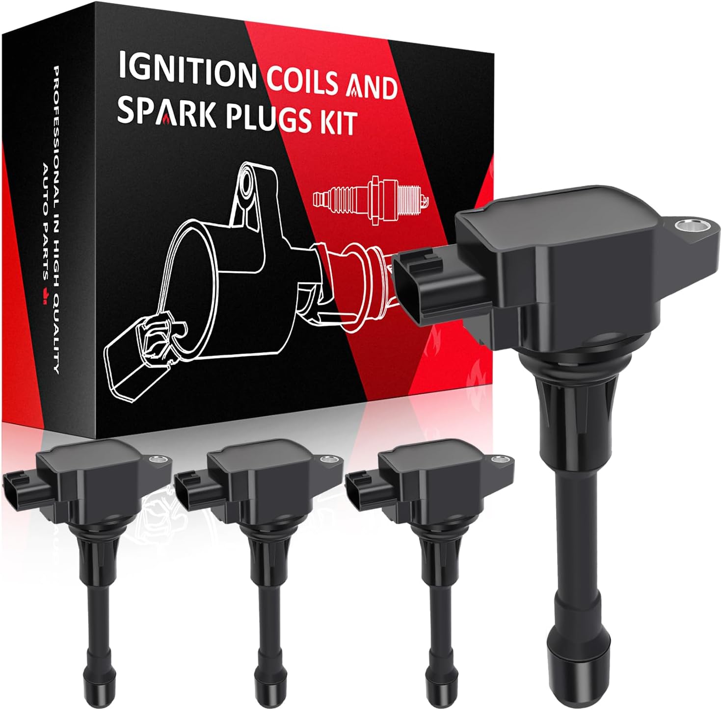 SCITOO 100% New 4PCS Ignition Coil Set Compatible for Suzuki Equator 2.5L 2009-2012 Automobiles Fit for OE: UF509