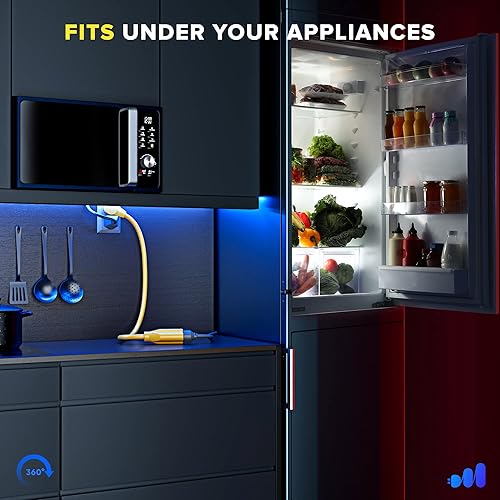 Miniatura 6 de Maximm Cable de extensión de enchufe plano giratorio de 360 de 0.5 pies, cable de alimentación de 3 clavijas, cable de alimentación de 16 Awg,