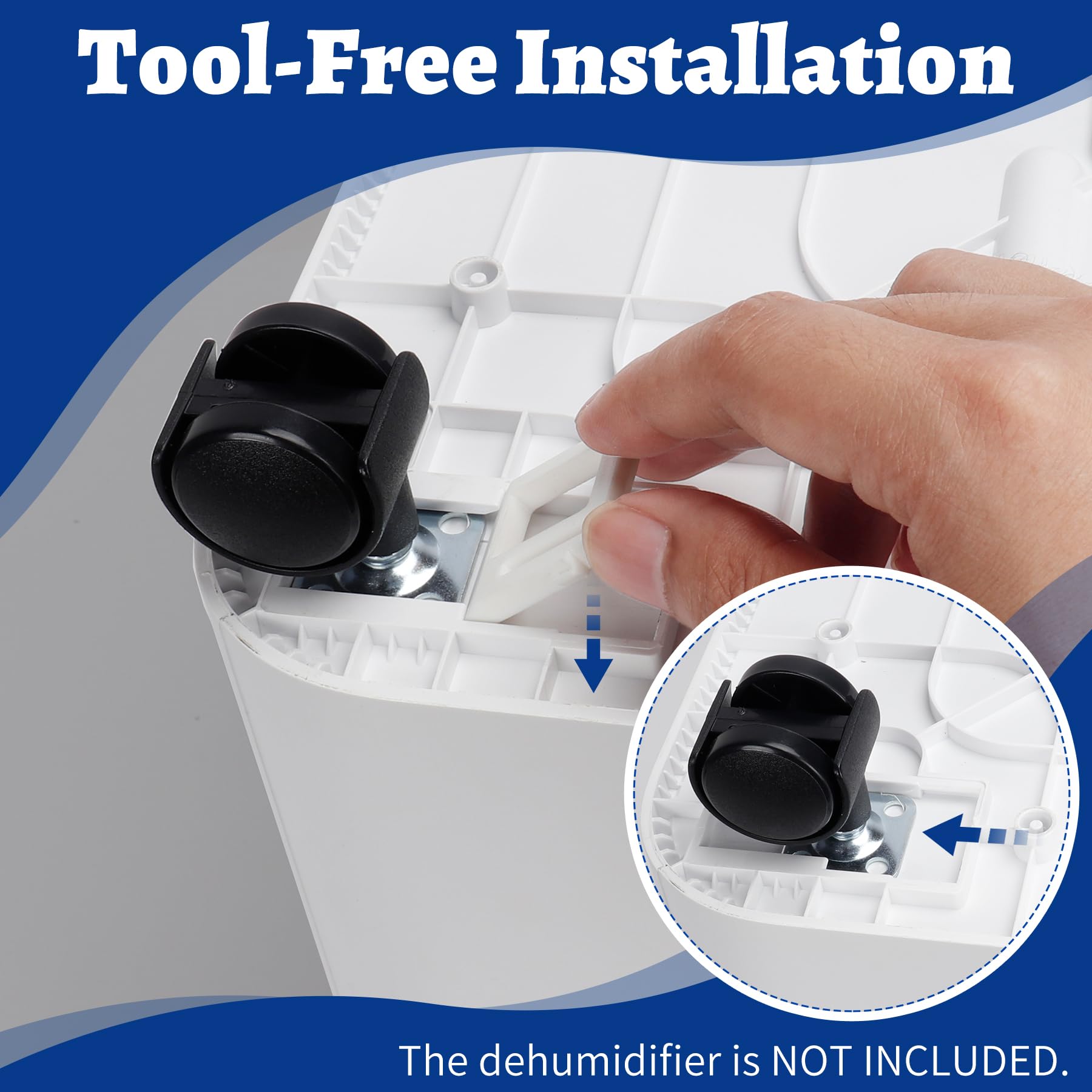 Kit de rueda deshumidificador compatible con deshumidificador Midea Cube, ruedas de rueda de fácil movimiento para movilización de deshumidificadores de sótano, accesorios de rueda de 7