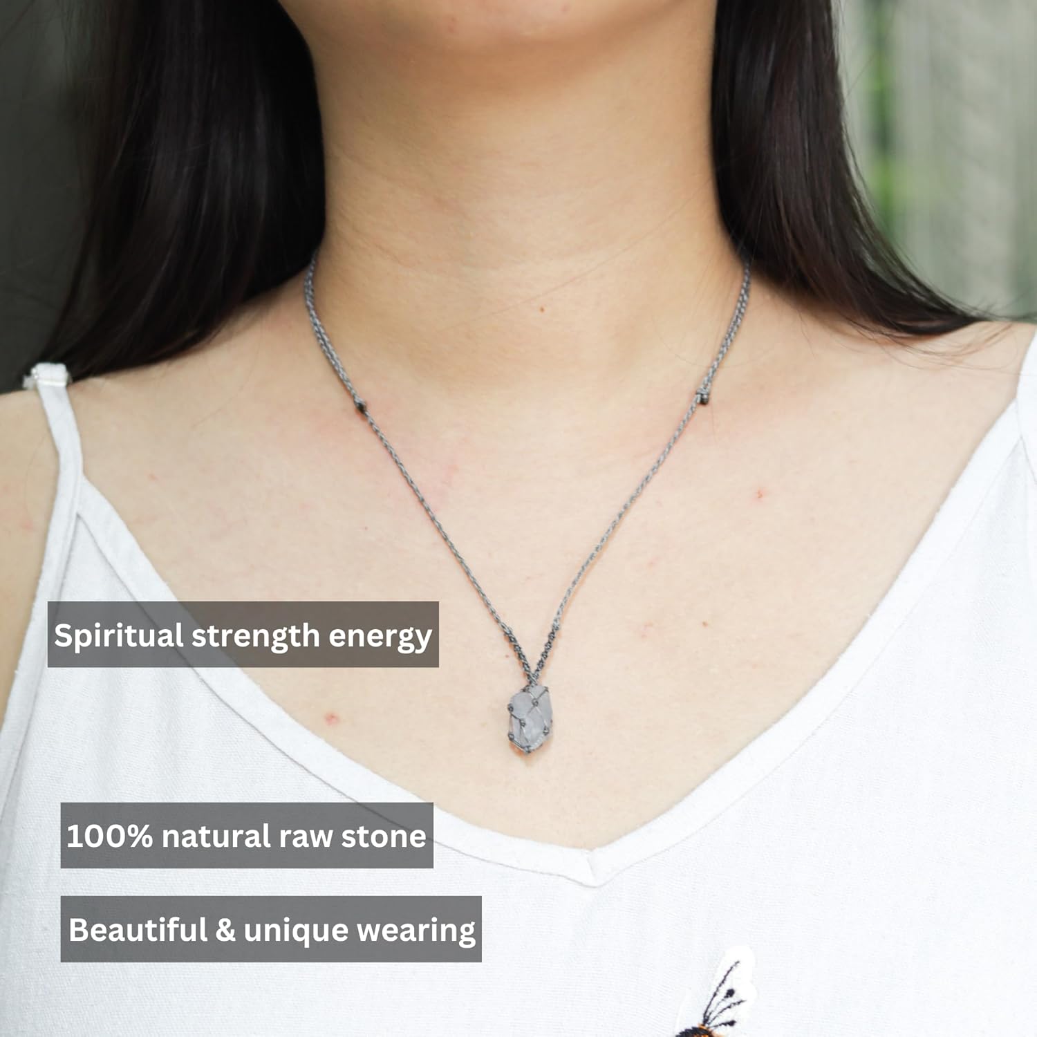 Handmade Celestite Macramé Necklace – Raw Celestine Crystal Pendant Jewelry, Adjustable Cord, Unique Gift for Women & Men - Image 4