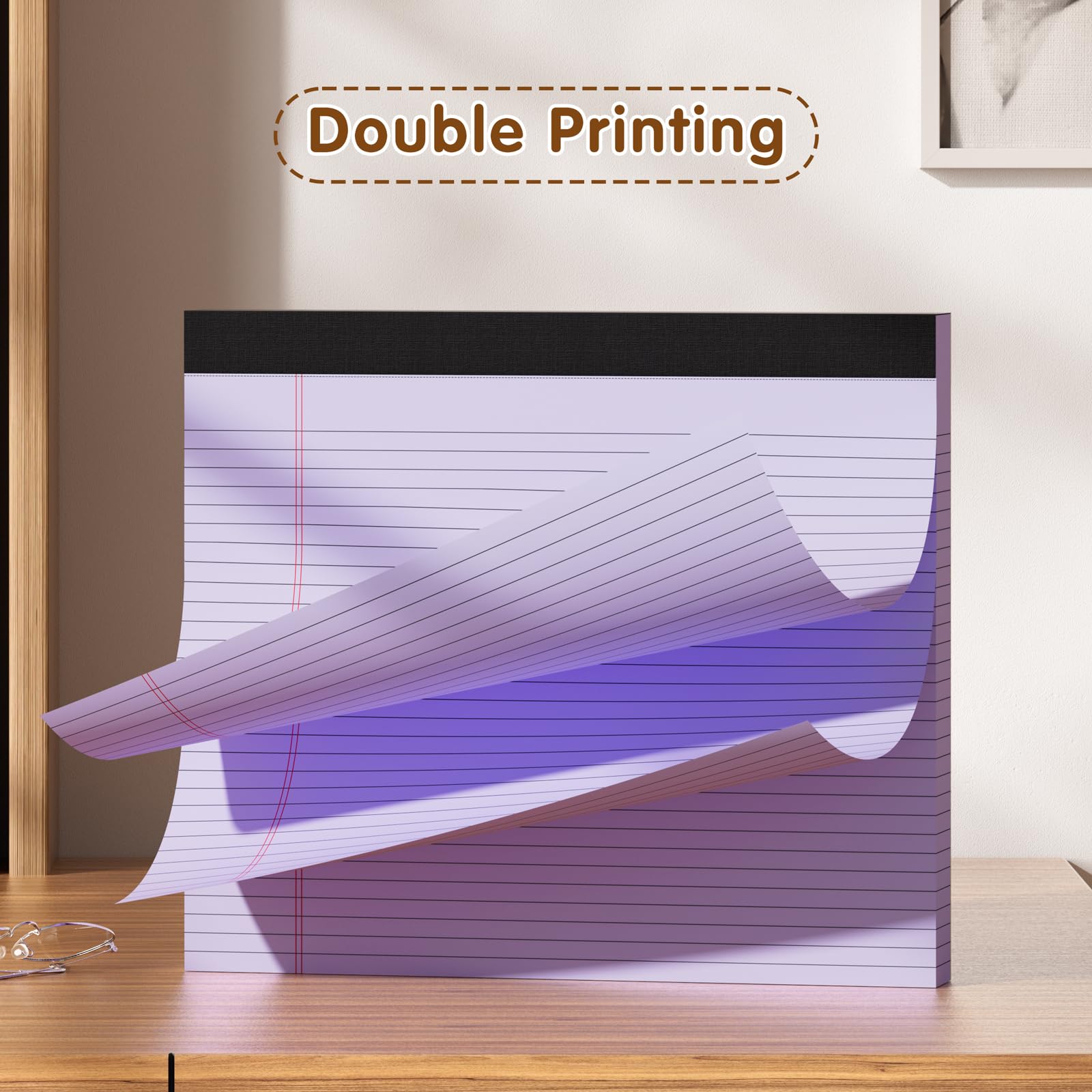 MuiAng Blocco note a righe 28 x 24,1 cm, 2 blocchi, 30 fogli, 80 g/m², carta perforata