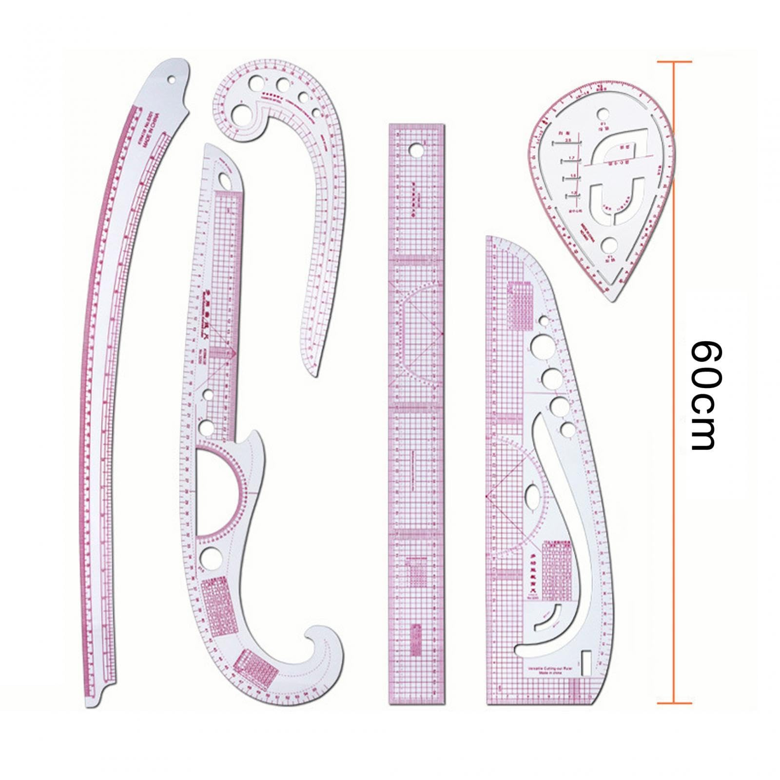 Règle Courbe Française Couture Règle Patron Vêtement Transparent Règle Mesure Flexible Design Outil de Modélisme Couture Matériau Résistant et Précisi, 6 Morceaux