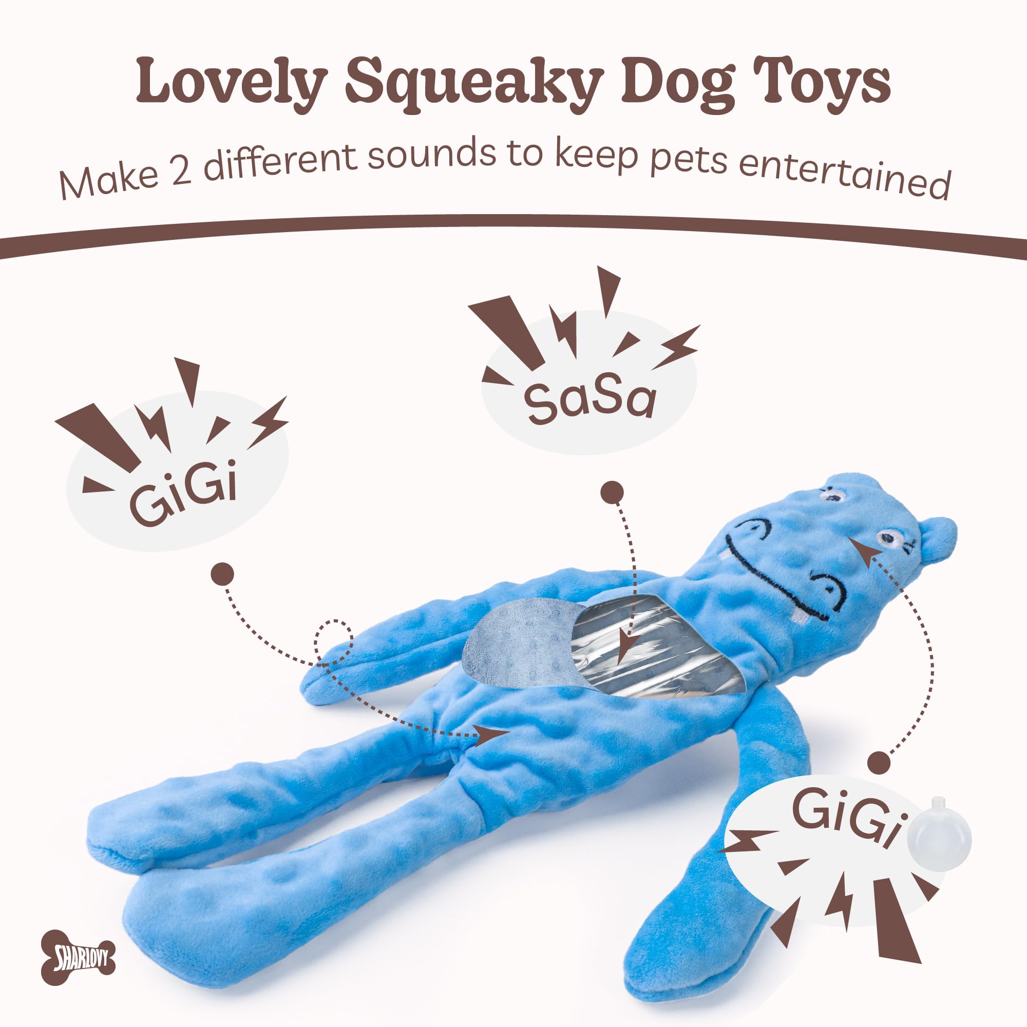 SHARLOVY Dog Toy without Filling, Squeaky for Large Dogs Crinkling Toy for Puppies Interactive Plush, Durable, for Aggressive Chewers - Image 3