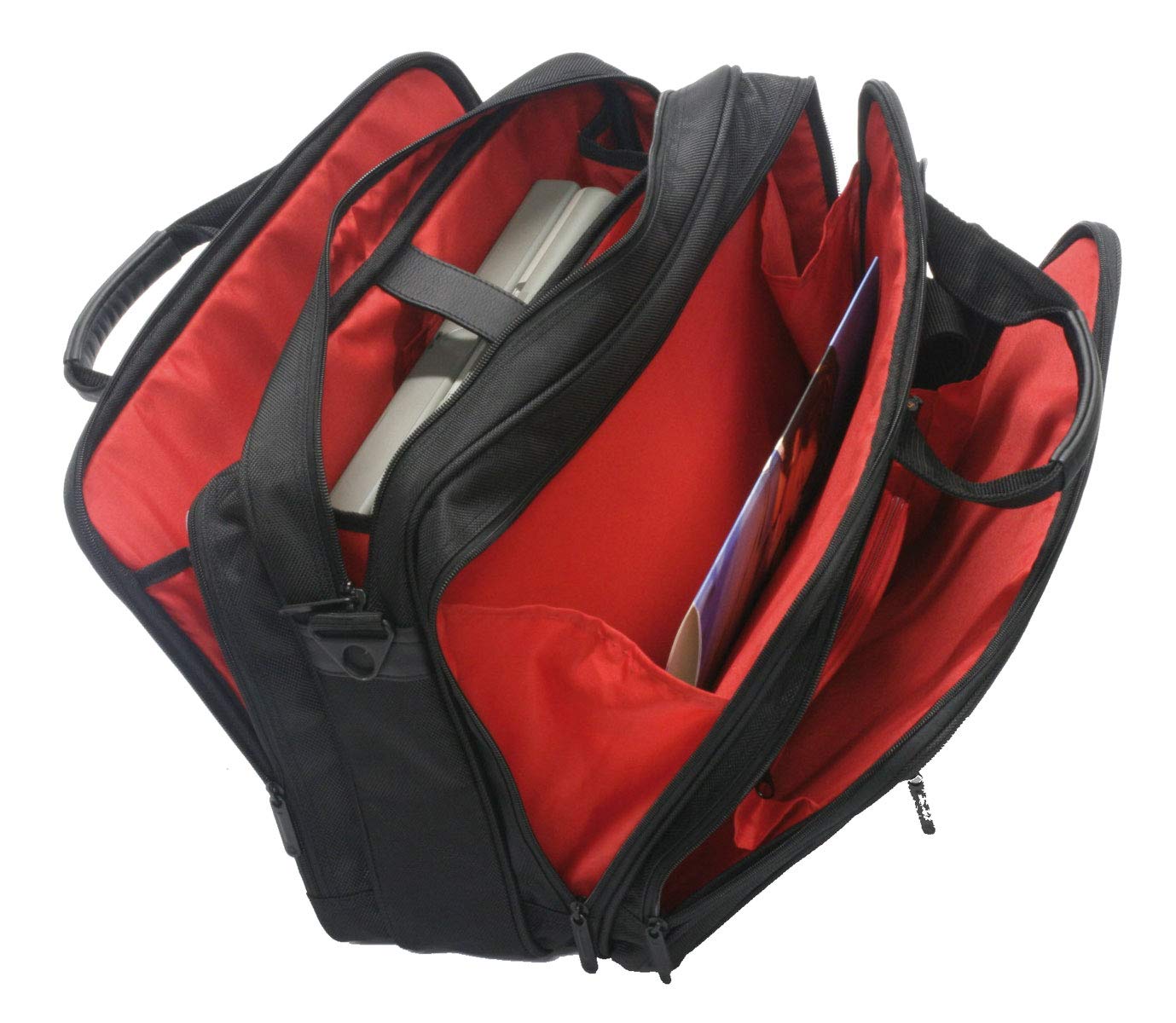 DAVIDT'S Porte Documents et Ordinateur Noir - 4 Compartiments Extensibles avec Fermetures Zippées - Polyester - 1 Unité - 47 x 32 x 17 cm
