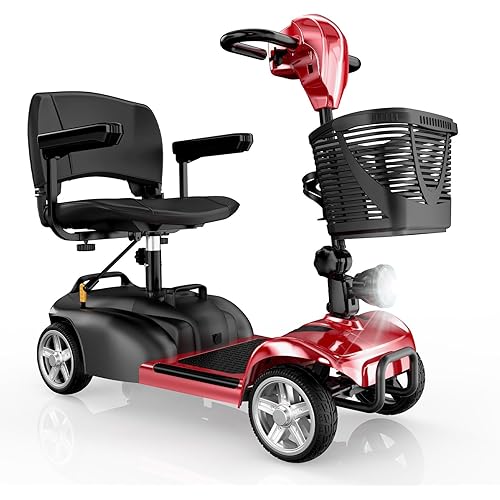 iScooter X-02 Mobility Scooter, Mobility Scooter for Seniors & Adults, Up to 300LBS, 4 Wheels Foldable Electric Wheelchair Device, LED Headlight, Basket, Cup Holder, Long Range,USB Charging,Long Range