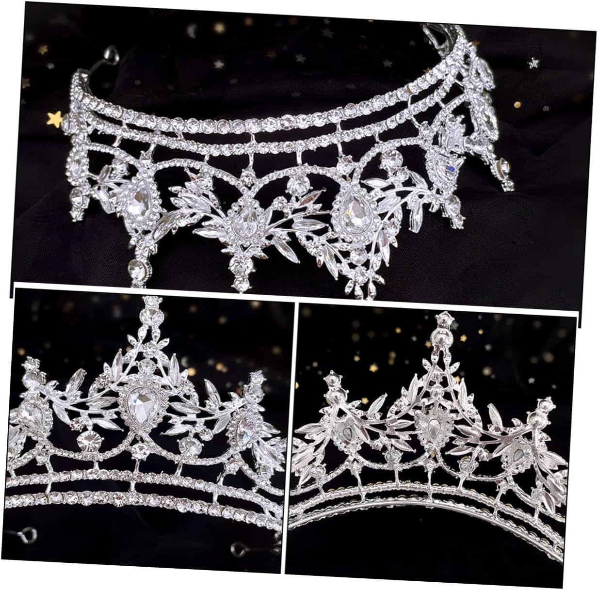 Bridal Rhinestone Tiara Crown Hair Accessory Silver Alloy Wedding Headpiece for Women and Banquets and Bridal Hair Accessories