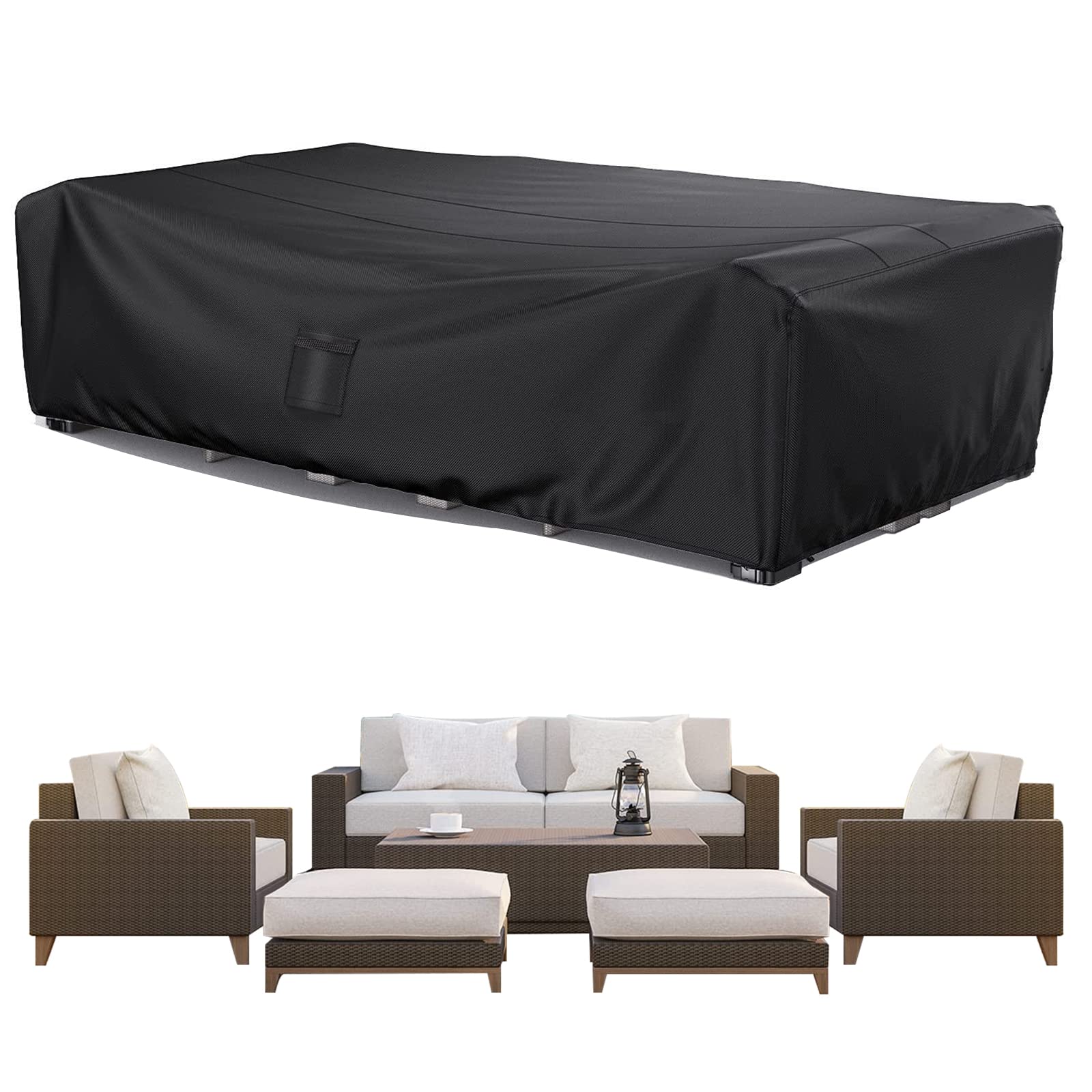 Gartenmöbel-Abdeckungen, wasserdicht, staubdicht, Schutz für Tische, Stühle und Sofa, 350 x 145 x 90 cm, mit Lüftungsschlitz für Belüftung
