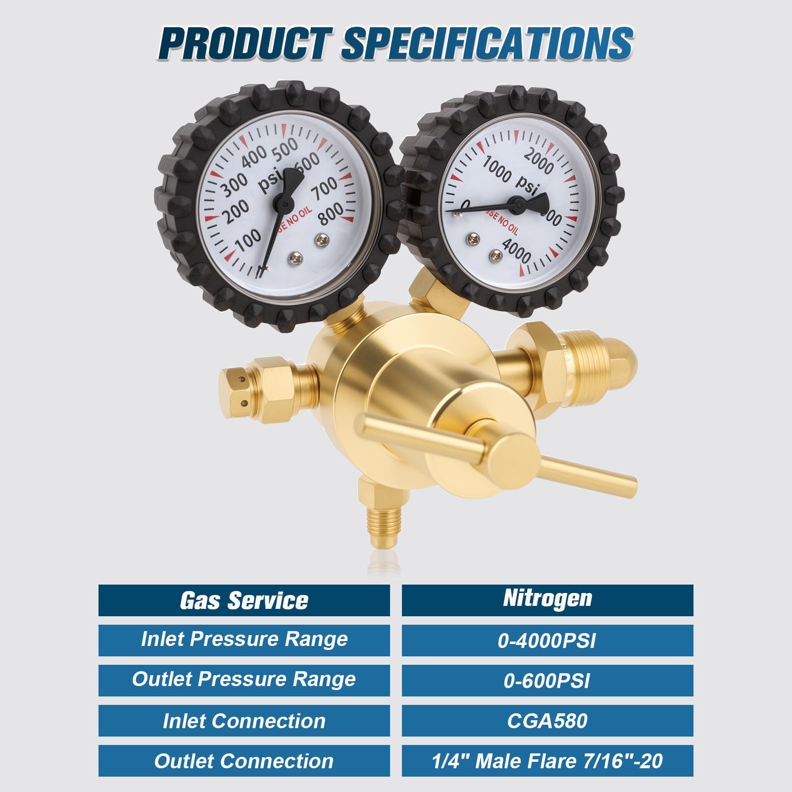 Amazon.com : Beaiguna Nitrogen Regulator, 0-800PSI Nitrogen