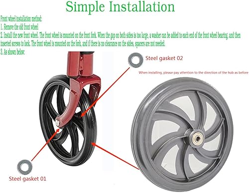 Miniatura 6 de Rueda de repuesto para rodillo modelo 10257, modelo aplicable: 10257/86860/86850/425, ruedas de repuesto Walker Rollator de 7.5 pulgadas