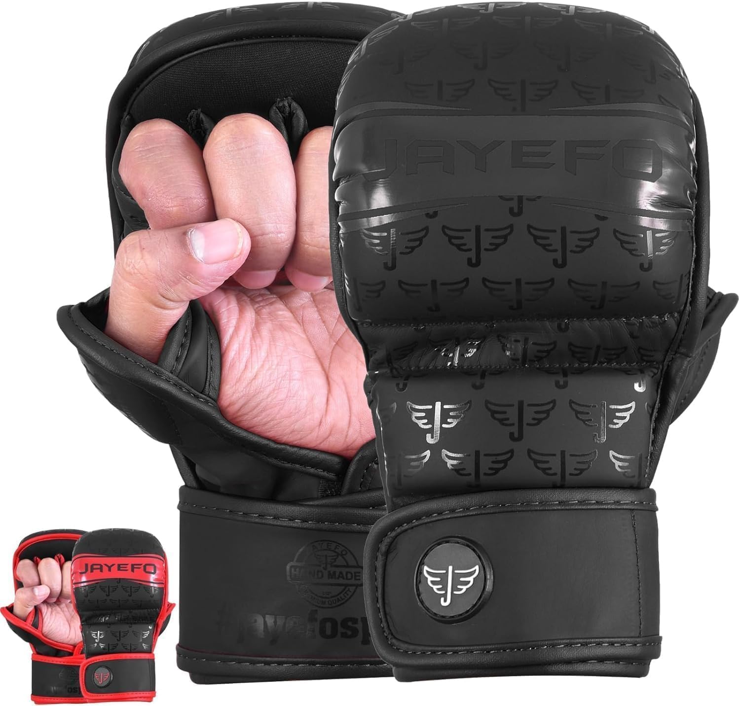 JayefoMMA Gloves | Open Palm Sparring & Grappling Mitts | Martial Arts for Men & Women | Wrist Support | Combat Sports: MMA, Boxing, Muay Thai, Kickboxing