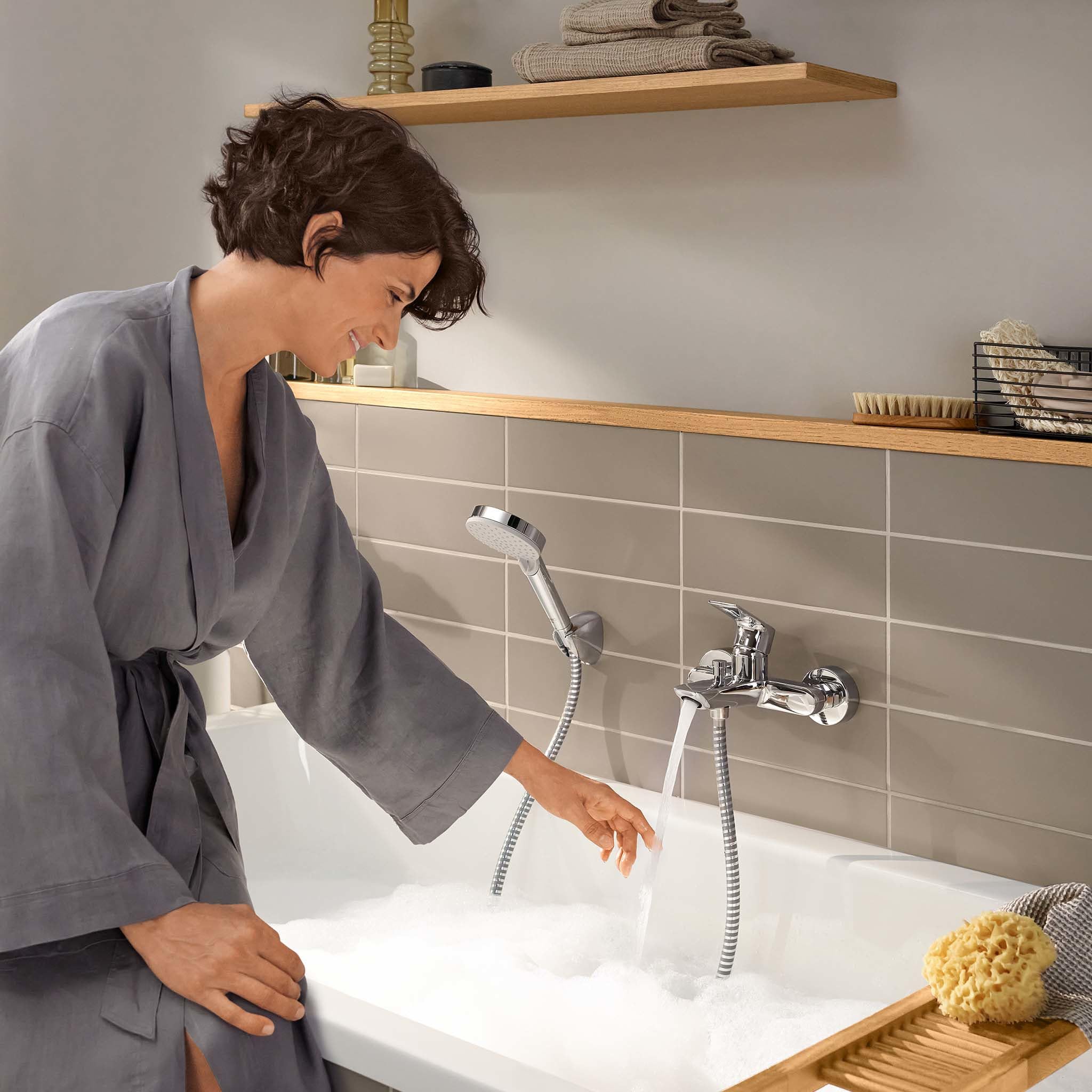 hansgrohe Rebris E Miscelatore monocomando vasca da esterno, rubinetto per vasca da bagno a 2 funzioni, cromo