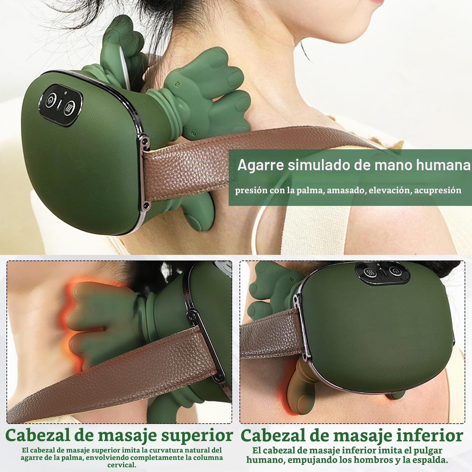 Masajeador, Espalda Massage Master Masajeador Para Hombros 3 Niveles Masaje 2 Niveles Temperatura MasajeadorEléctrico Cuello Con Calor The Master Inalámbrico Para Mujeres Y Hombres Regalos Navidad