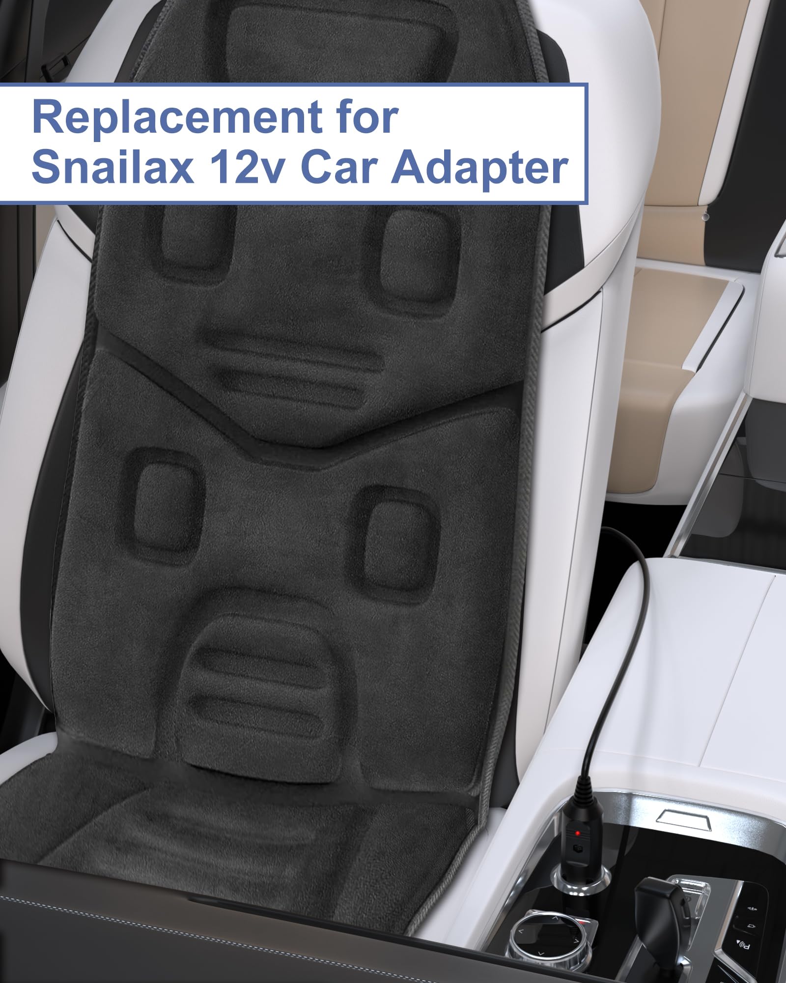 Adaptateur de voiture 12 V compatible avec toutes les chaises de massage du dos Snailax avec allume-cigare, pour coussin de siège de voiture, chargeur de voiture Snailax pour masseur Snailax
