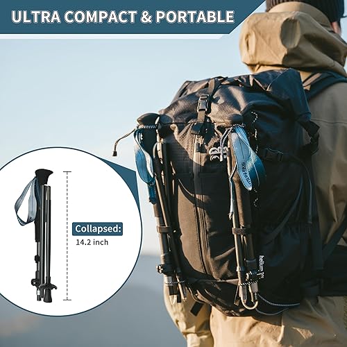 Miniatura 3 de Naturehike Bastones de senderismo y trekking plegables, 2 piezas ajustables y ligeras de aluminio para aeronaves