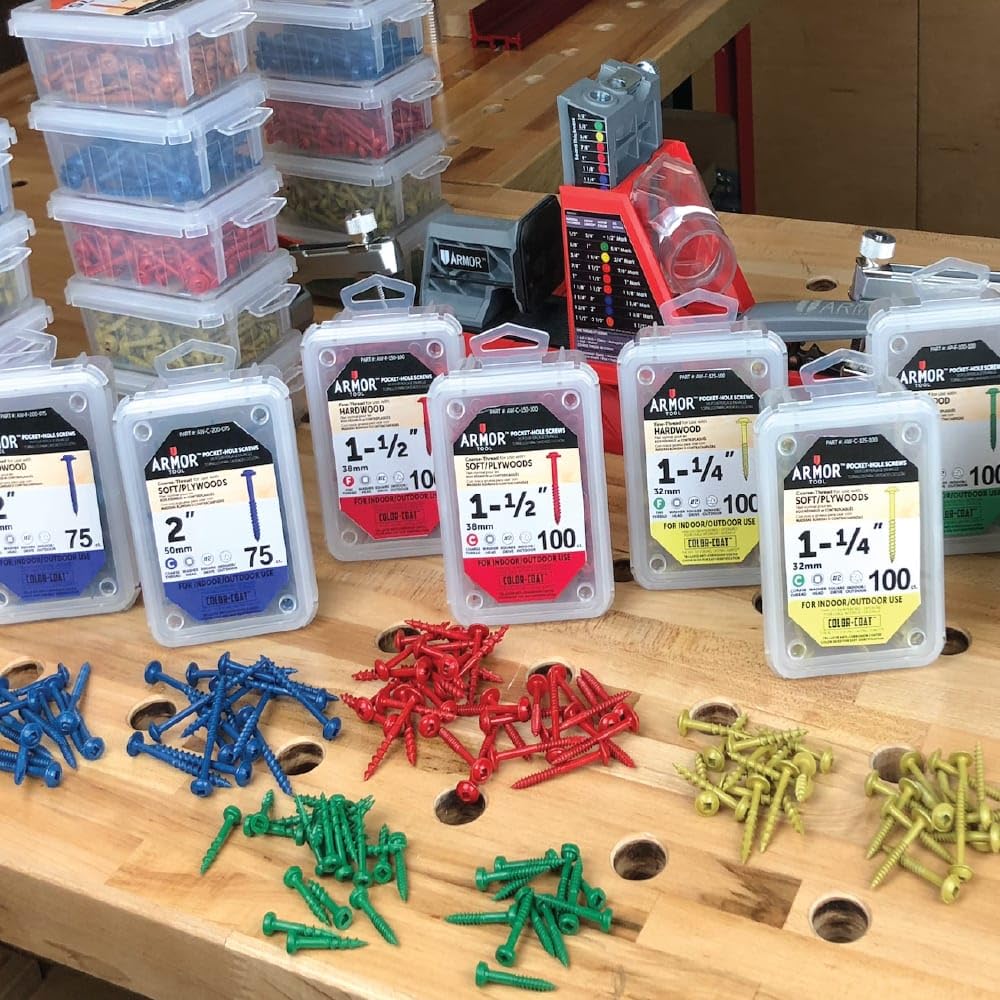 ARMOR TOOL Pocket Hole Screws - 3/4" Fine Thread Screws 500 Piece with Gray Color Coat & Square Drive - AP-F-075-500