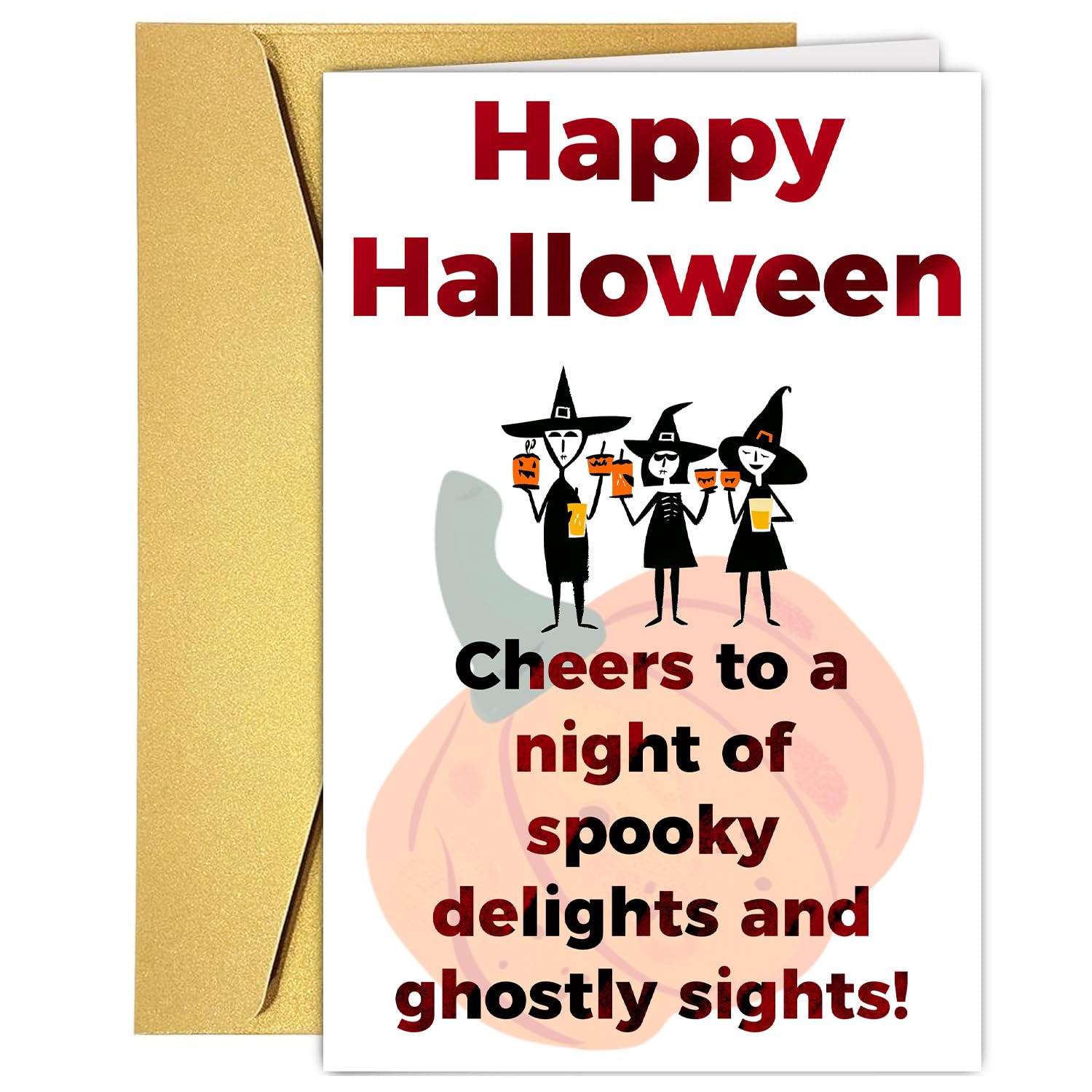 Funny Halloween Cards for Kids Adults, Happy Halloween Decorations Gift, Thank You Cards with Envelopes, Halloween Greeting Cards