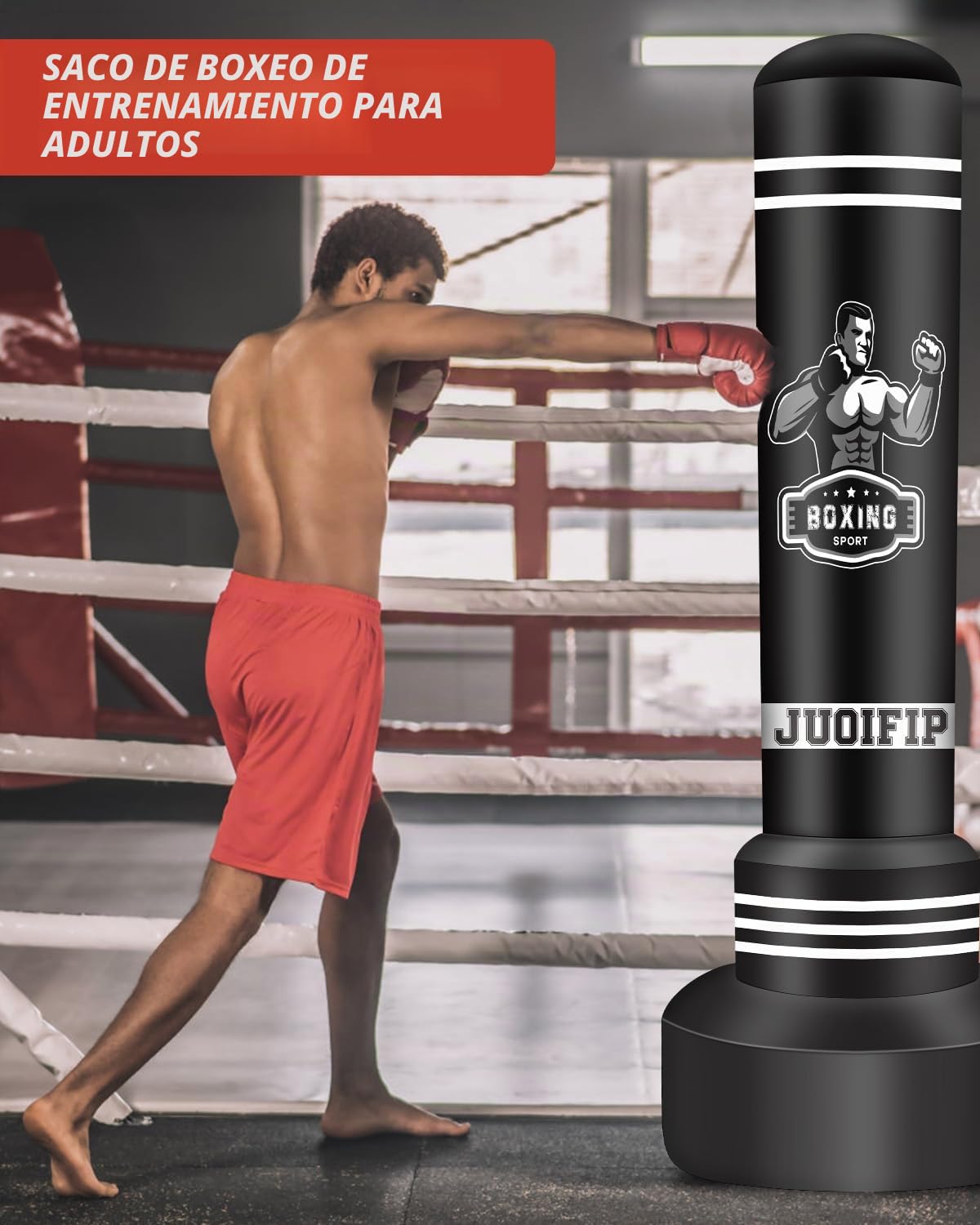 NZQXJXZ 175cm Pesado Saco de Boxeo Adultos, Freestanding Saco de Boxeo Inflable Kickboxing Bolsa para Entrenamiento MMA Muay Thai Fitness