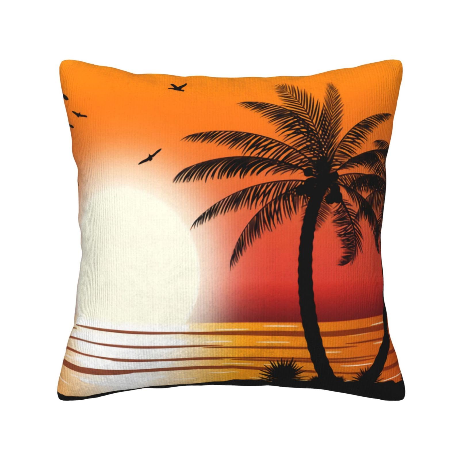 Housse de coussin velours côtelé palmier pour un intérieur doux et relaxant