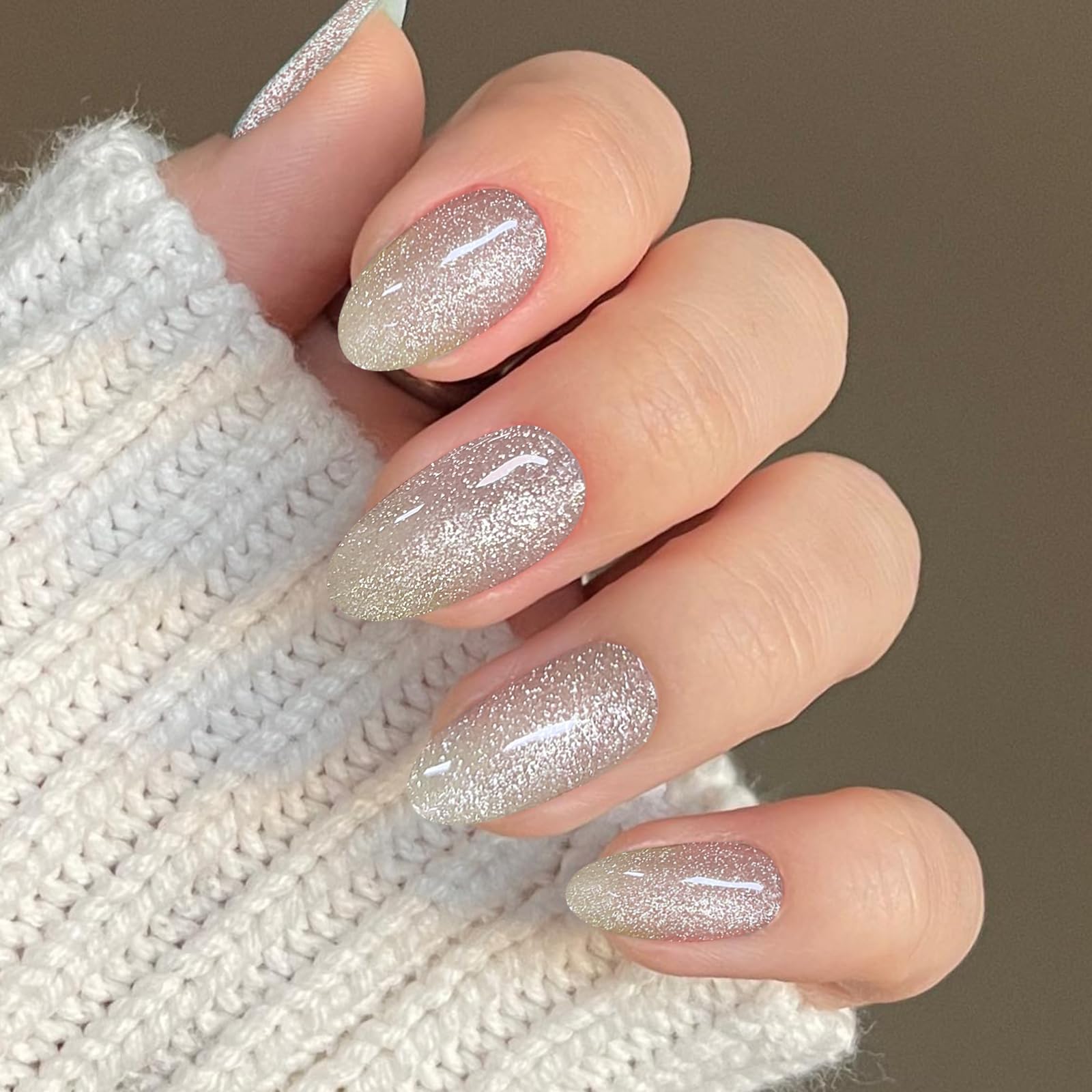 JMEOWIO Gel Nail Stickers Cat Eye Semi Cured Gel Nail Strips Wraps UV/LED Nails Art Design Decoration Accessories