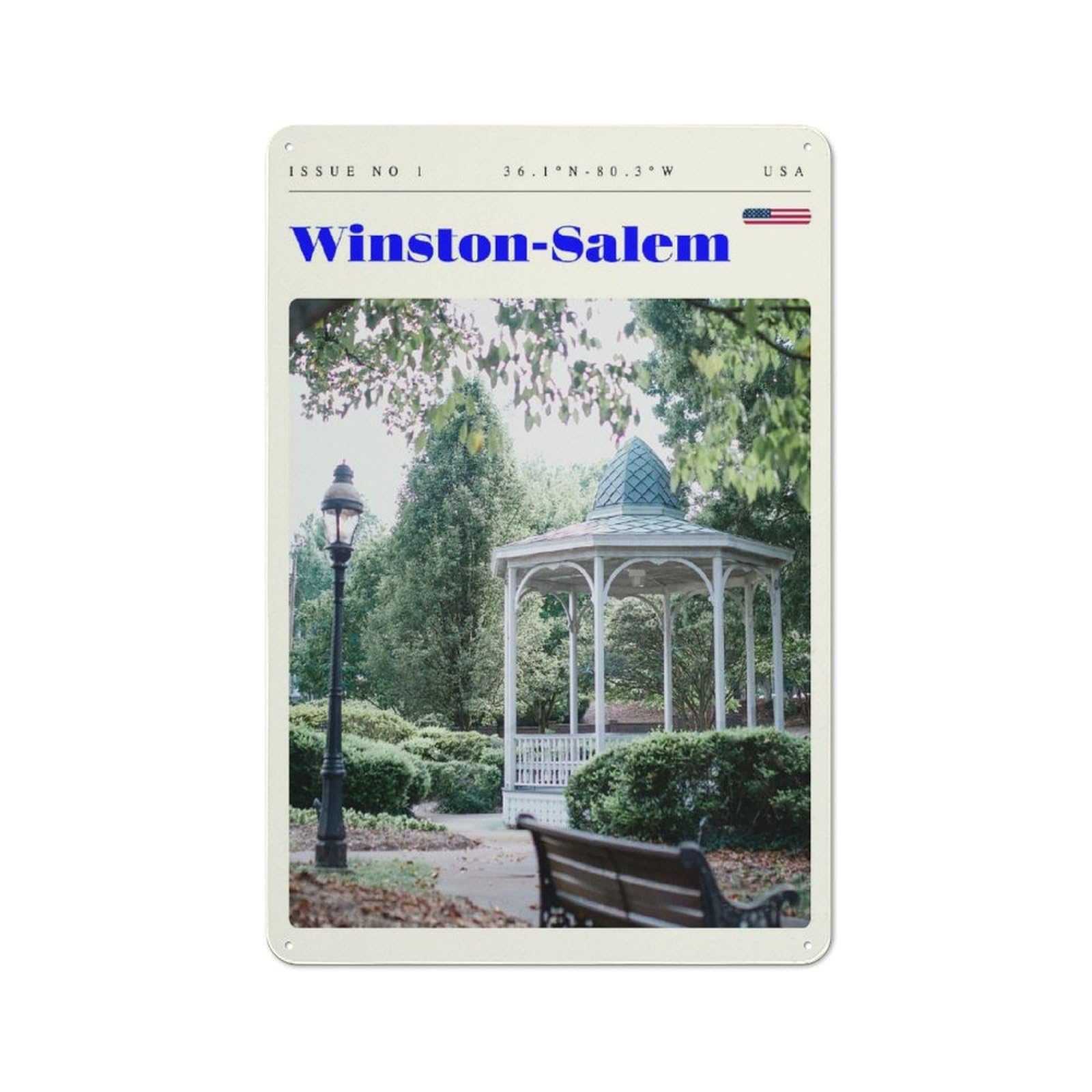 Junmoney Style-23 Retro Metal Wall Plaque 30X20cm Featuring Winston-Salem North Carolina Travel Art, Room Wall Plaque For Hallway, Home Bar, Garage Or Study