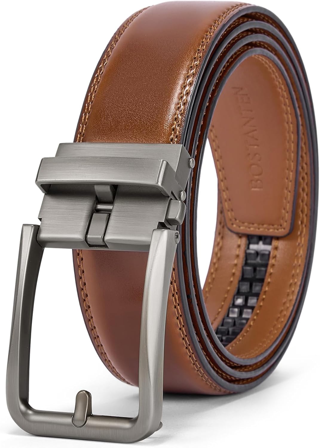 BOSTANTEN Belt Men Leather Reversible Belts for Men 1 3/8" for Casual Golf Dress Pants, Two-in-One Belt Gift