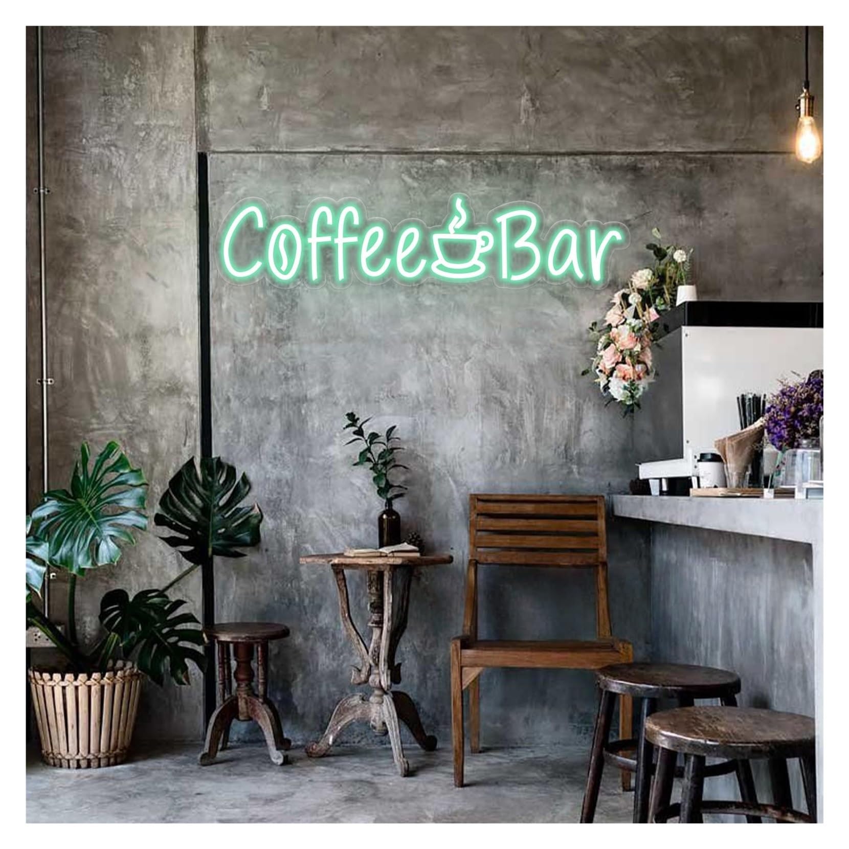 RONGCH Hanging Art Signs Coffee Bar Neon Sign, Suitable for Kitchen Home Wall Decor with Dimmable 13cmx50cm(C)