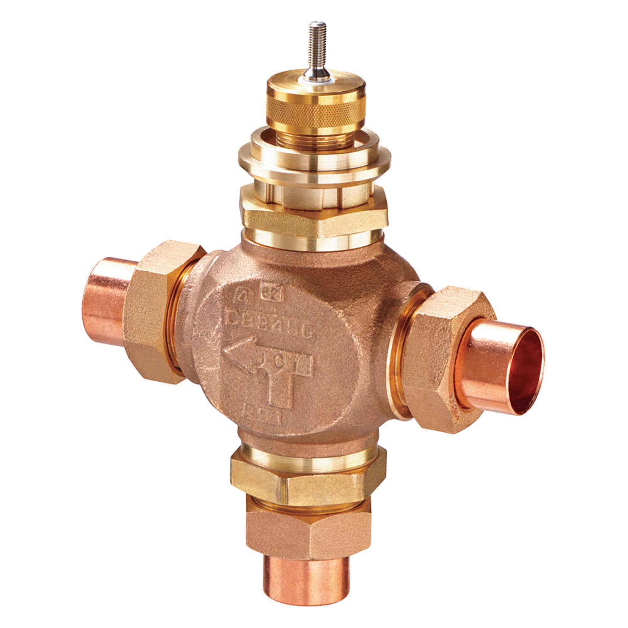 Johnson ControlsJohnson Controls VG7882ET Series VG7000 Bronze Globe Valve, Three-Way Mixing, Brass Trim, Union Sweat End Connection, 1/2" Valve Size, 1.8 Cv