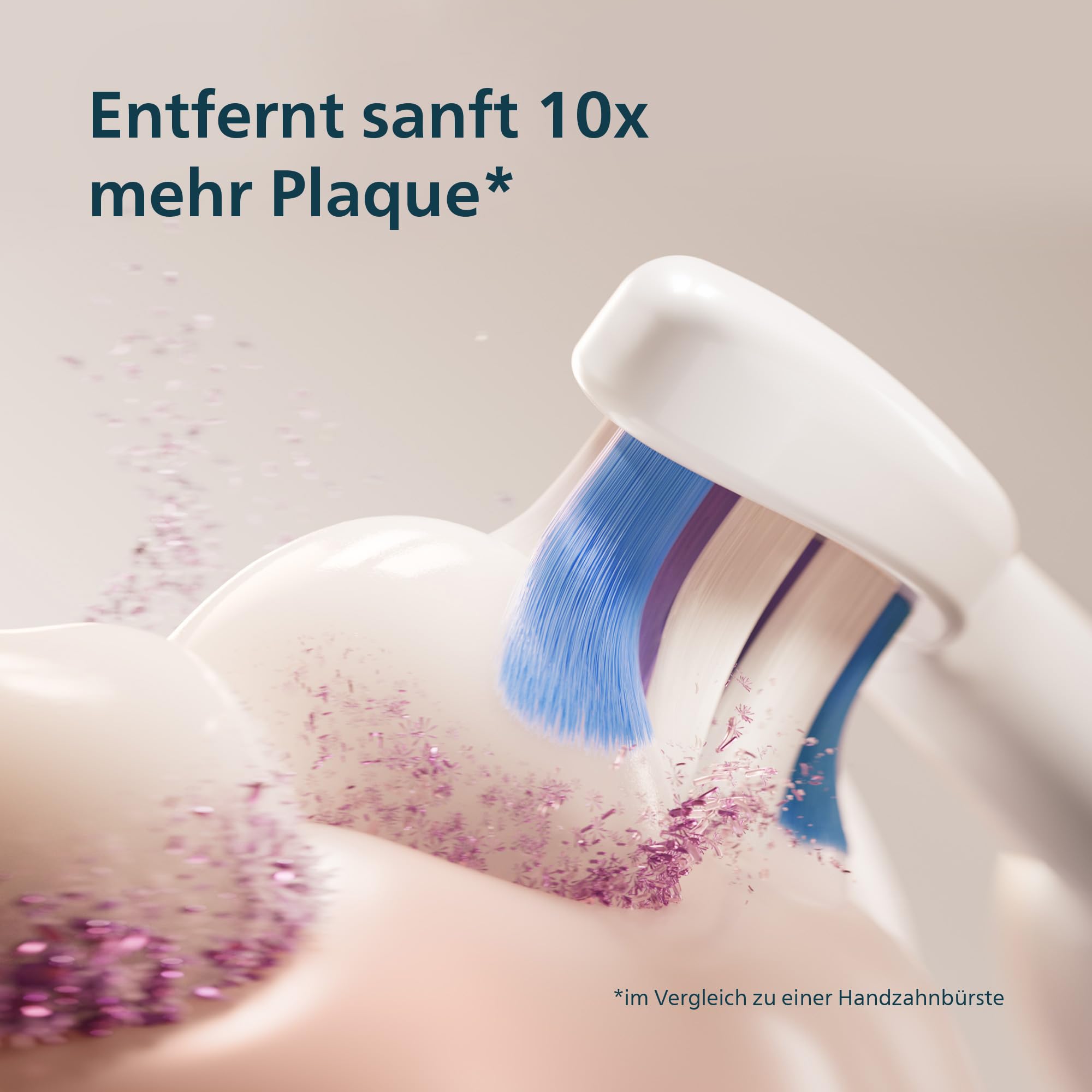 Philips Sonicare 6100 elektrische Zahnbürste, Schallzahnbürste mit 2 Putzmodi, 3 Intensitätsstufen, Andruckkontrolle, EasyStart, SmarTimer, BrushPacer, Hellblau, Modell HX7406/02 [Neue Technologie]