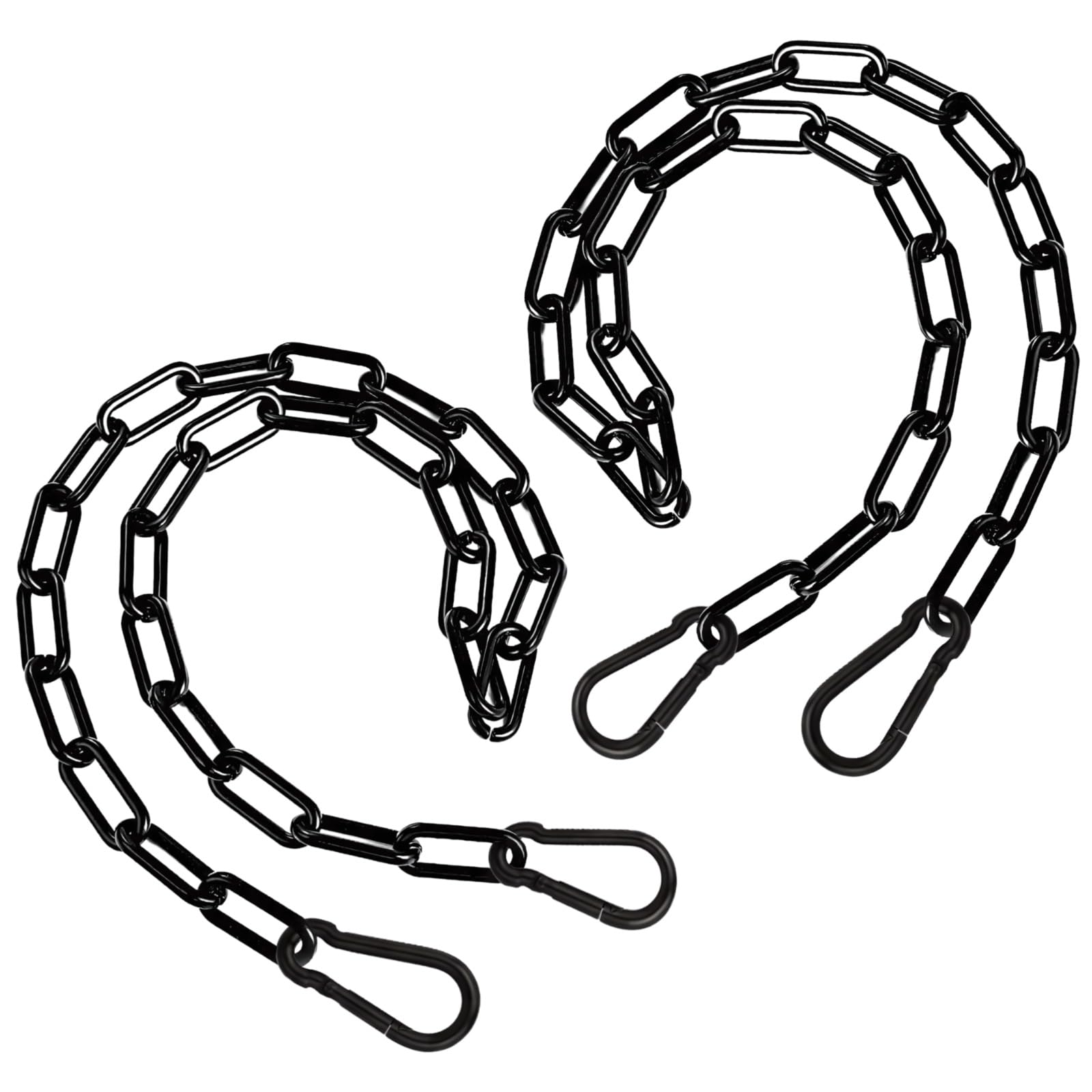 2 STK. Edelstahl-Aufhängungsketten für Yoga-Hängematte, 100 cm, schwarz, 3 mm Metallkette, Haken 5 x 2,5 cm, Set für Schaukel und Hängesessel, für innen und außen