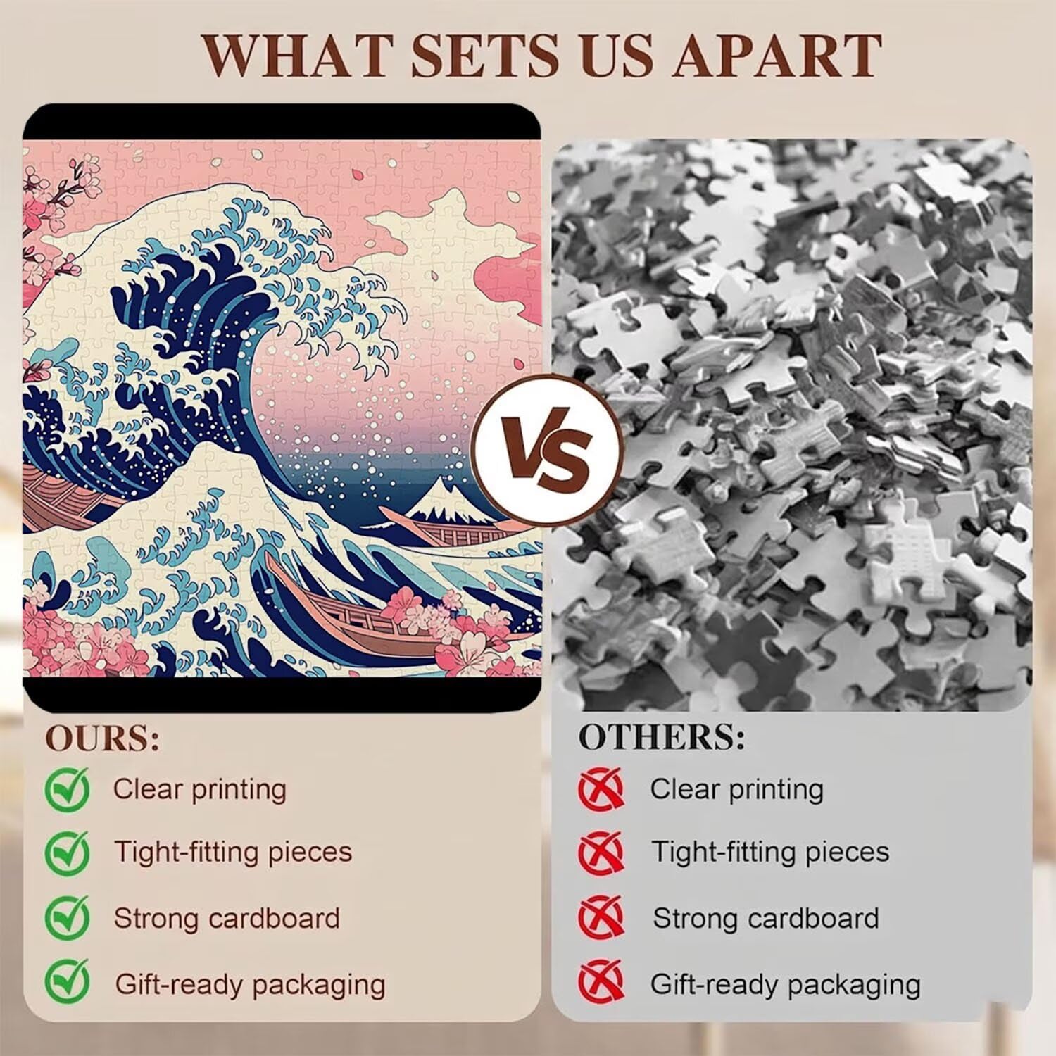 paesaggio onde Puzzle 1000 Pezzi per Adulti, Puzzle in Legno - Collezione Classica con Poster Incluso - Sfida di Concentrazione e Passatempo Antistress, Gioco Educativo per Famiglia, 75 x 50 cm f0-519