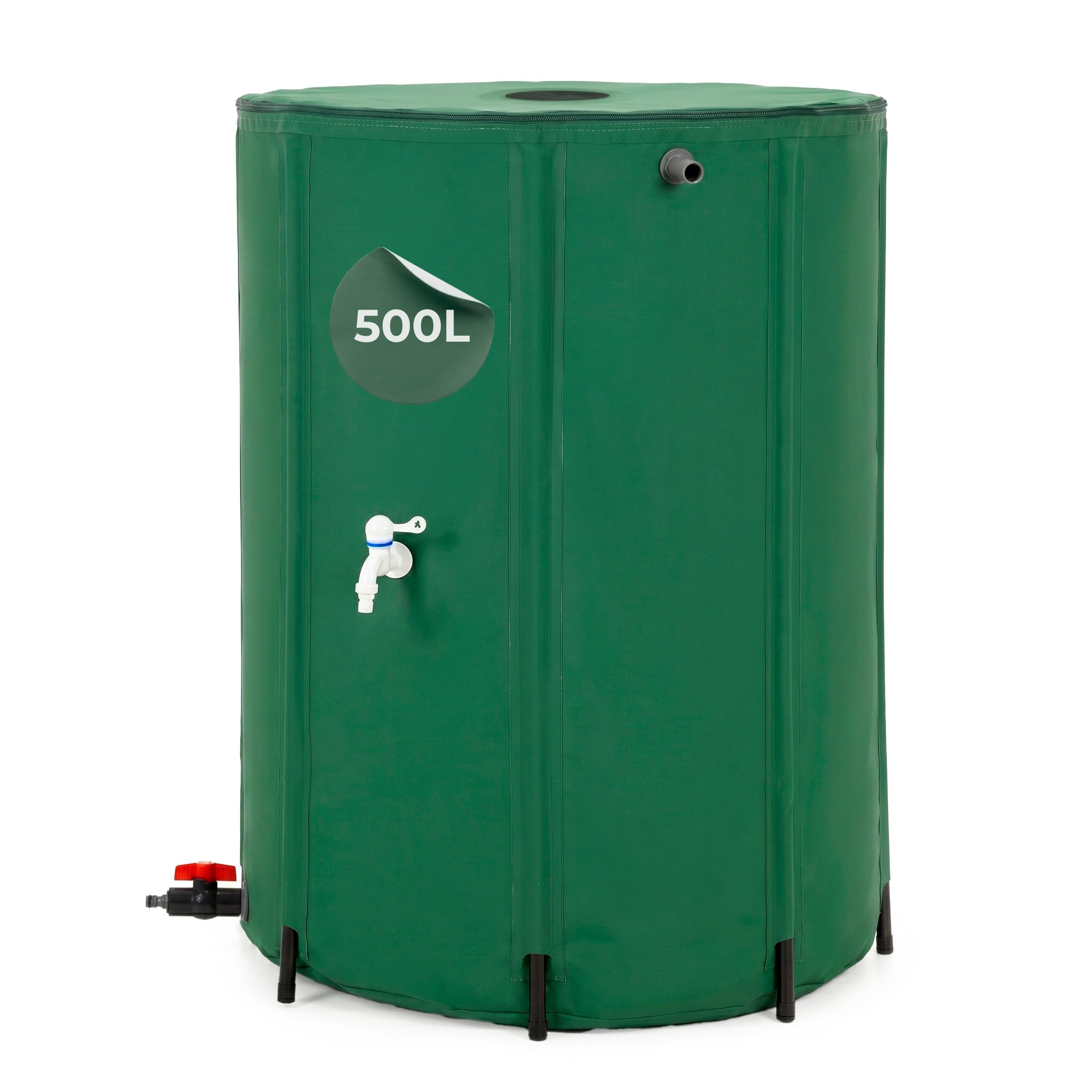Springos 500L Regenwassertank Garten Wasserspeicher PVC 1000D Faltbare Regentonne mit 8 Stützstreben Doppelhahn Überlaufschutz Verstärkter Rand Regenfass Wassersammler Bewässerung Springos