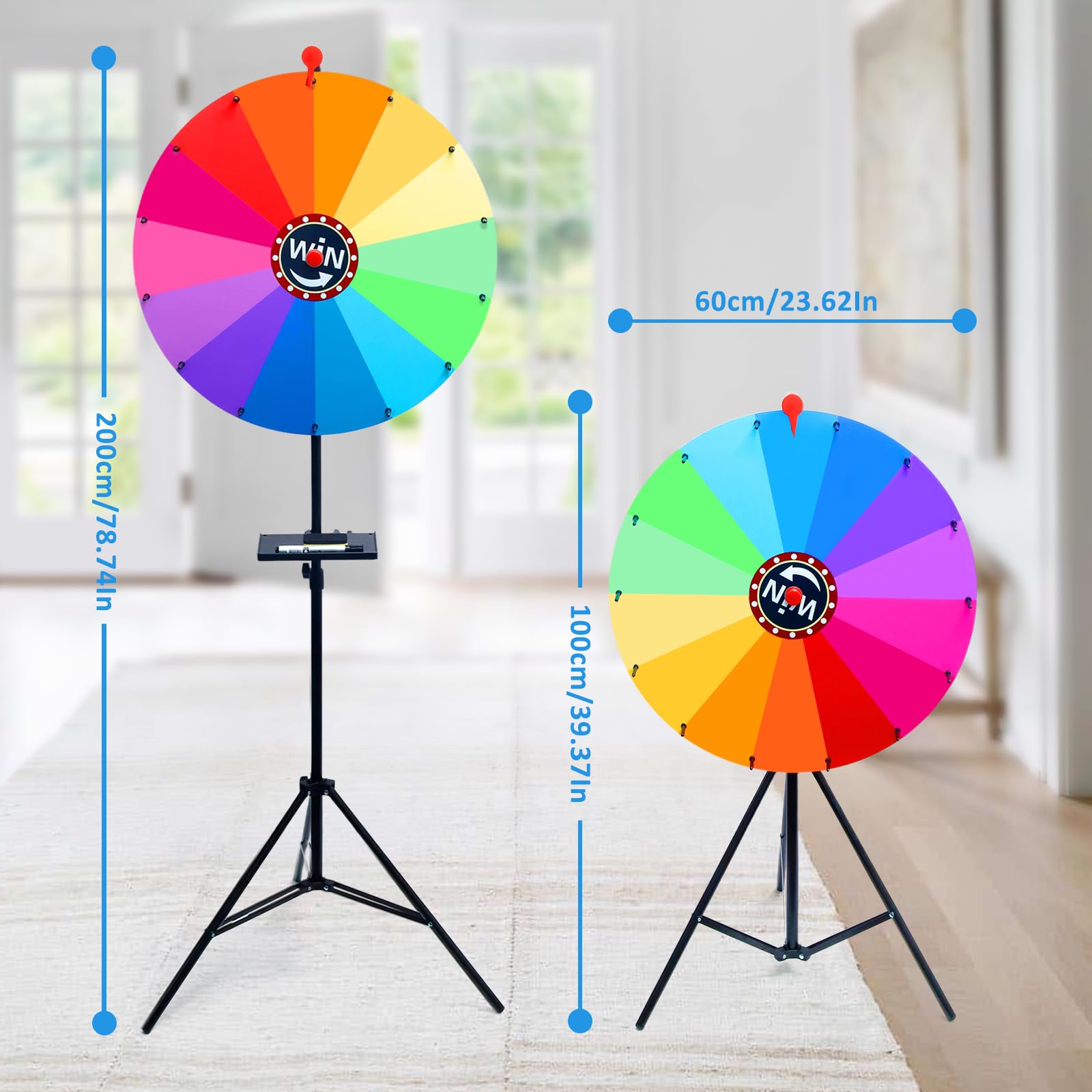 Grande Roue de la Fortune avec Trépied Hauteur Réglable 95-150cm Roue de Loterie avec Gomme et Marqueur Roue de Prize Wheel pour Fêtes Anniversaires Mariages Pendaisons de Crémaillère Noël (2#)