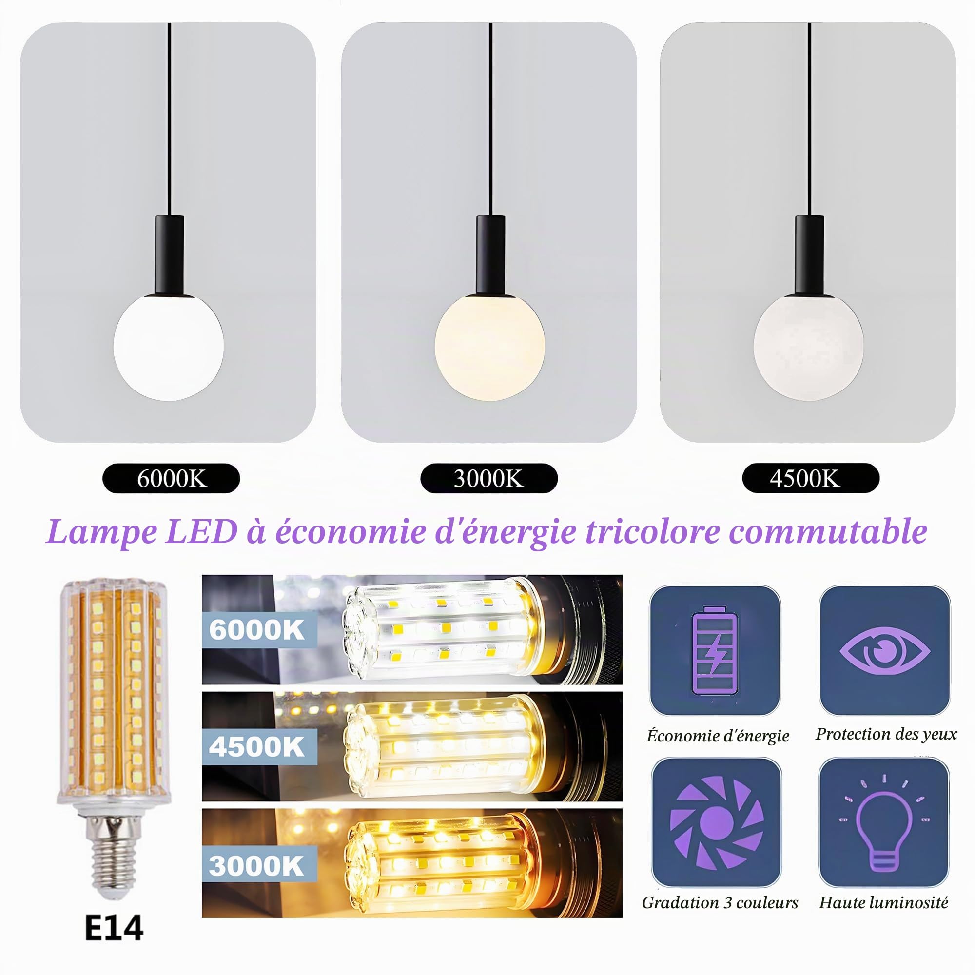 Suspension Luminaire Moderne avec Globe Verre Blanc – LED E14 12W Dimmable, Hauteur Réglable Lampe Suspendu de Plafond pour Chambre, Salon, Salle à Manger (Noir)