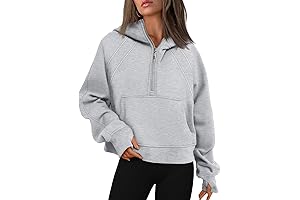 WYNNQUE Womens Quarter Zip Pullover Cropped Hoodies for Winter