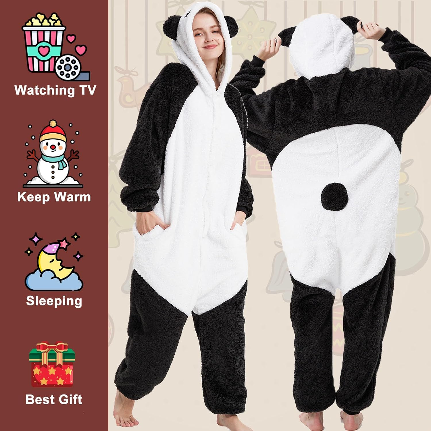 Très Chic Mailanda Sherpa Unisex Adult Animal Onesies Cosplay Pajamas Sleepwear Halloween Costume - Image 5