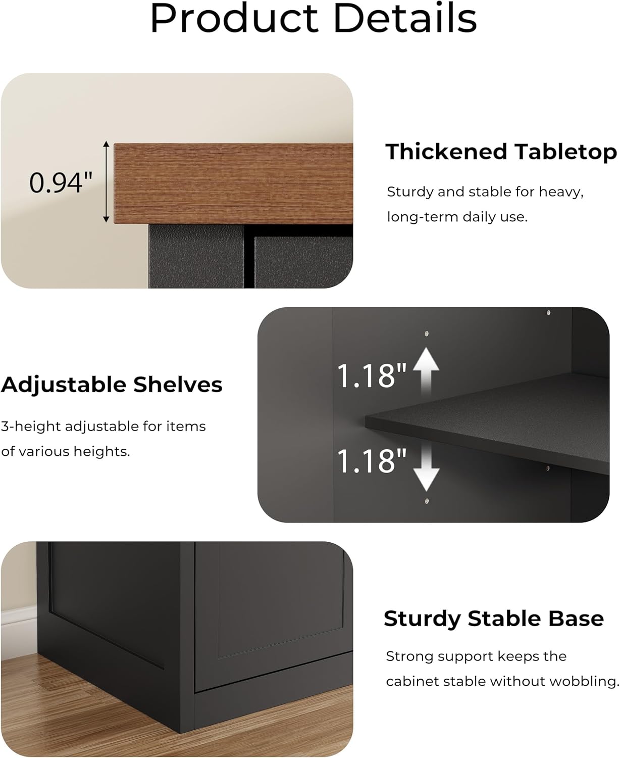 Coffee Bar Cabinet with Built-in Fridge (Included), Wine & Liquor Bar Cabinet with Drawer and Storage, Modern Buffet Sideboard for Living Room, Dining Room or Home Bar, Black