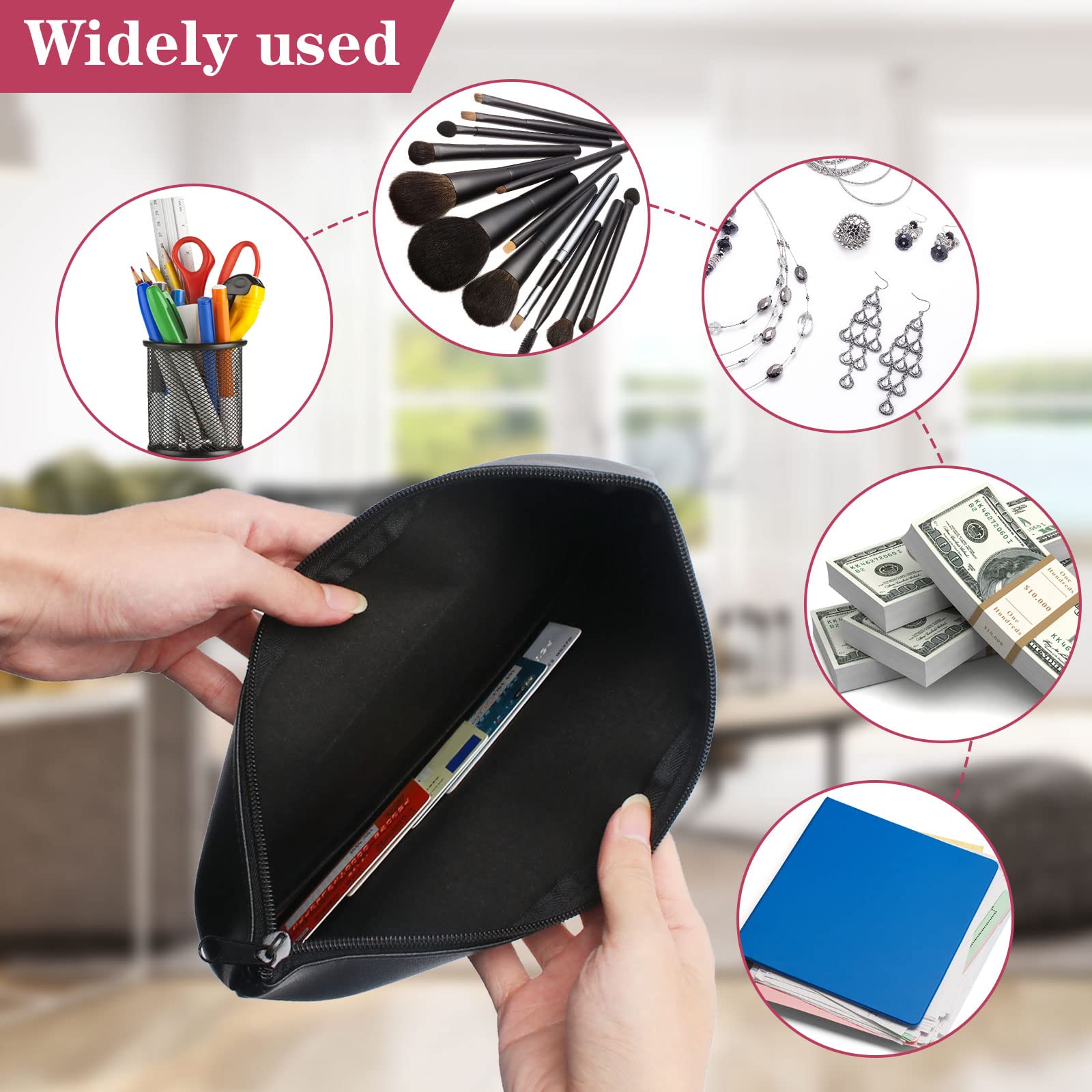5 Bolsa Dinero con Cremallera Color, Bolsas para Dinero/Documentos/Cosméticos, Efectivo Bolsas para Billetes de Banco de Tejido Oxford Resistente e Impermeable, bolsa para Documentos