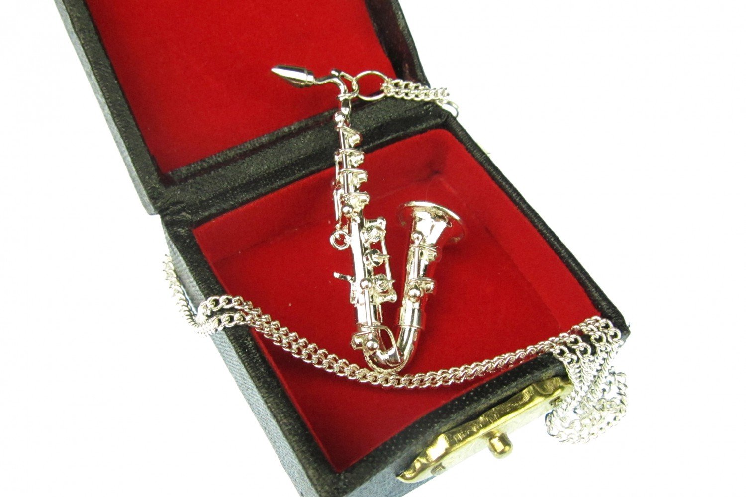 Miniblings Saxofon Kette Saxofonkette Halskette Saxophon versilbert 60cm