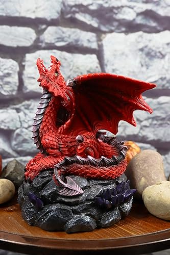 Miniatura 9 de Ebros Gift Stryker The Mythical Smoke Fire Breathing Red Dragon Backflow - Figura de cono de incienso de 6.25 pulgadas de alto, estatua medieval
