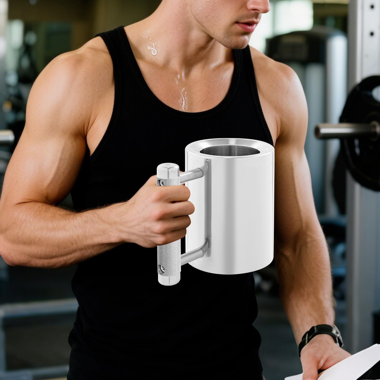 8kg Edelstahlbecher, 300ml Hantel-Schwerer Becher mit Textured Handle, Fitness-Trinkflasche für Fitnessstudios, Büros, Wohnzimmer