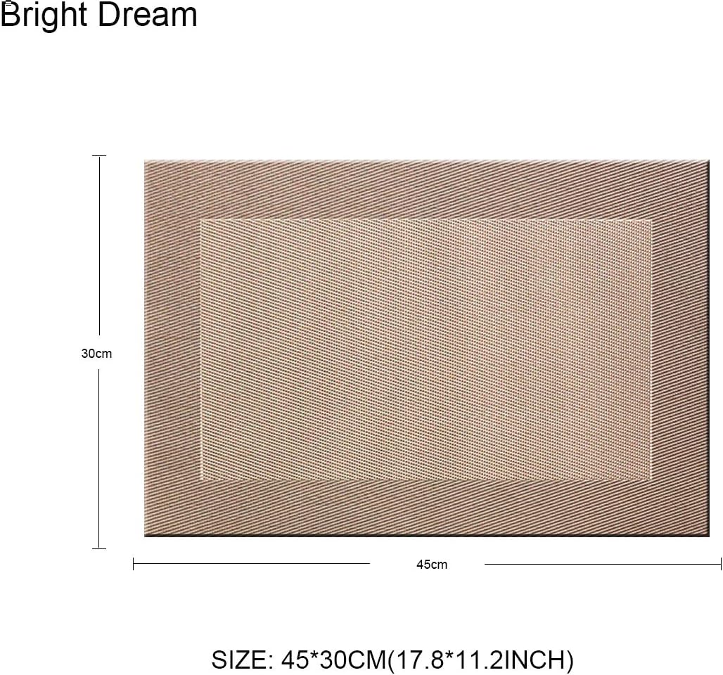 Bright Dream Placemats Washable Easy Clean for Dining Table Heat-resistand PVC Table Mats 12x18 inches (placemats Set of 4, Champagne)