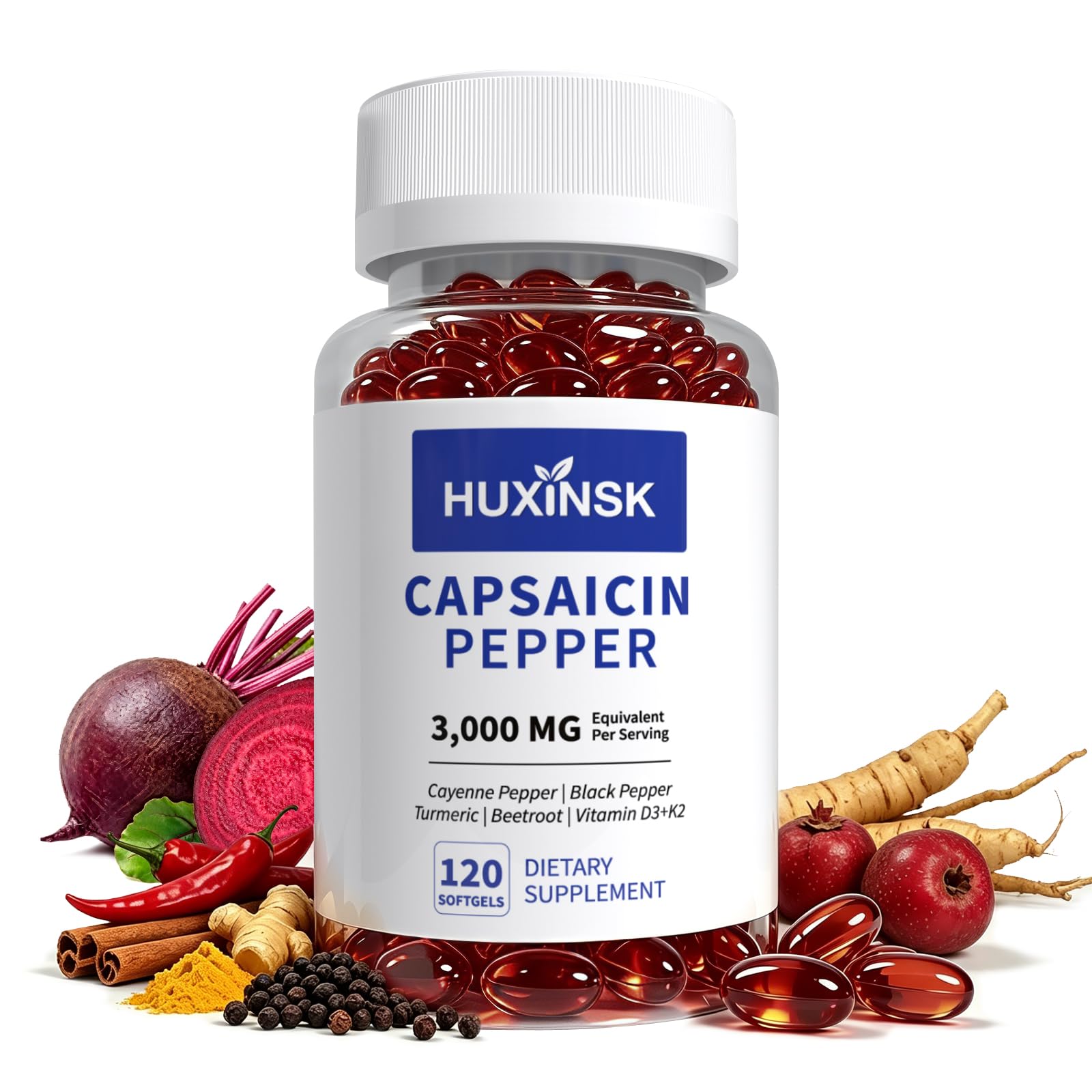 Cayenne Pepper Capsaicin Power, Support Digestive & Gut Health 120 Softgels