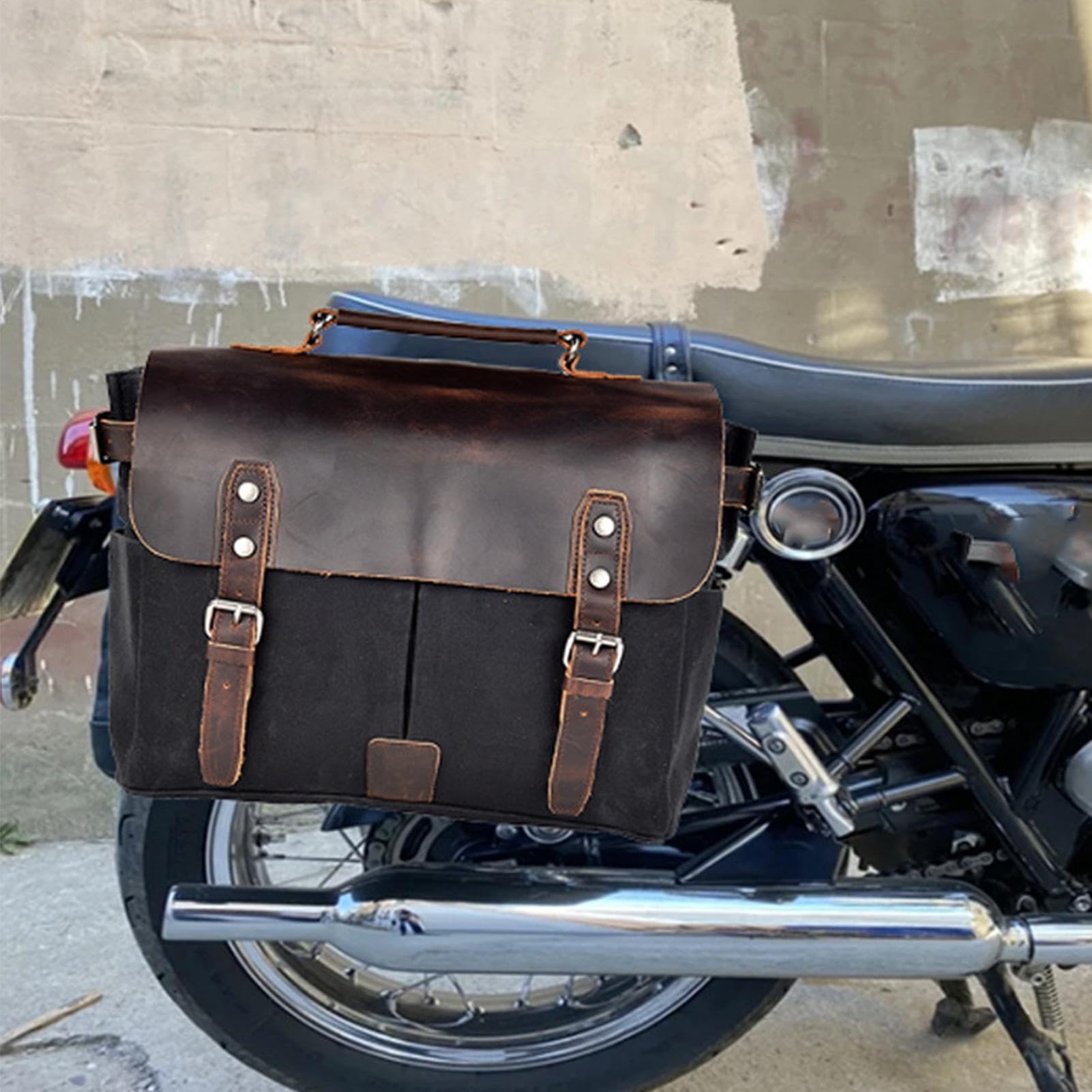 Canvas Retro Moto - Portadocumenti Crazy Leather Borsa Uomo | Borse da Stoccaggio