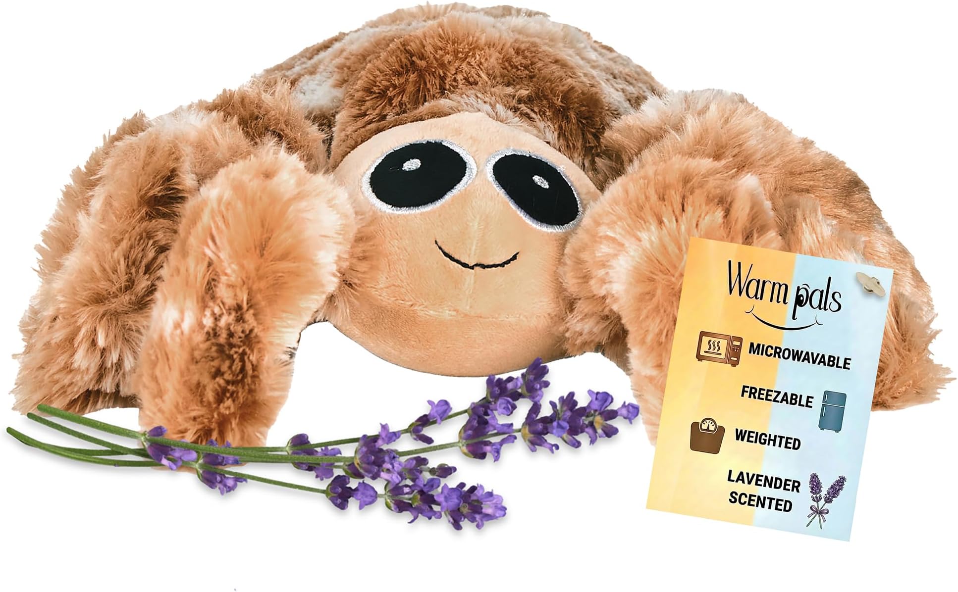 Warm Pals - Spider - 1.5lbs - Cozy Microwavable Lavender Scented Plush Toys - Heated Stuffed Animal - Heatable Coolable Bedtime Comfort Plushie