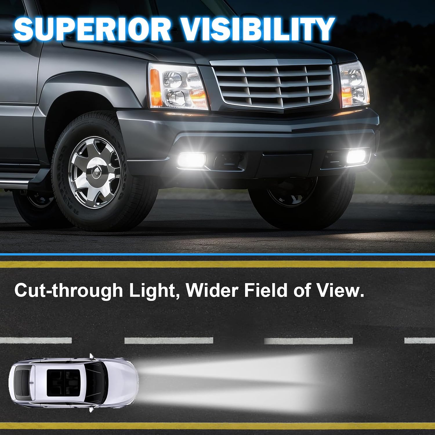 LED Fog Lights Assembly Compatible with 2002 2003 2004 2005 2006 Cadillac Escalade, Escalade EXT, Escalade ESV Fog Lamps